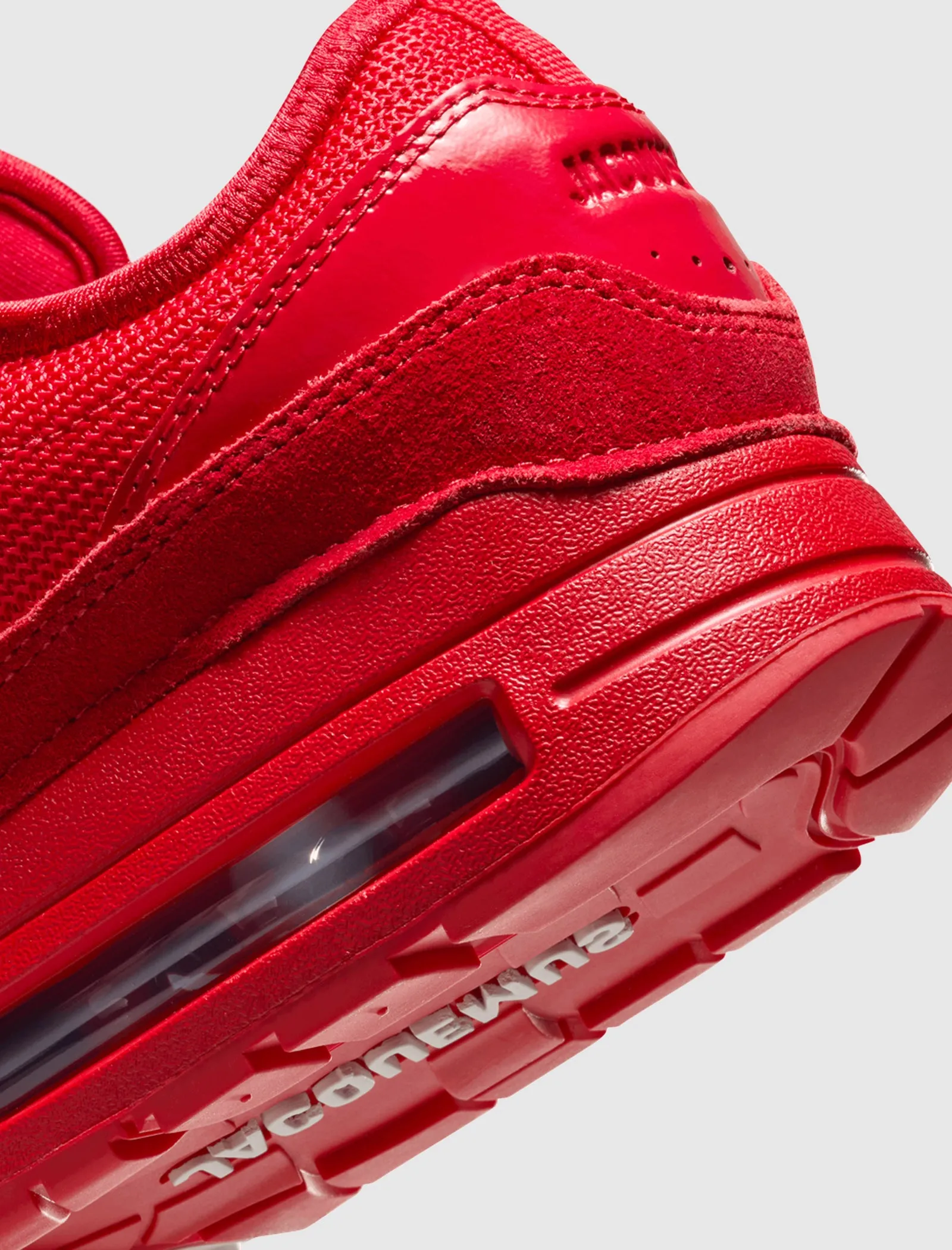 JACQUEMUS X WOMEN'S AIR MAX 1 '86 "UNIVERSITY RED/METALLIC SILVER" Outfit Key Foam Lining Trail Running