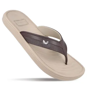 Men's Flip Flop Slippers - WC8725 Greige Brown Effortless Comfort Foot Relief Comfort