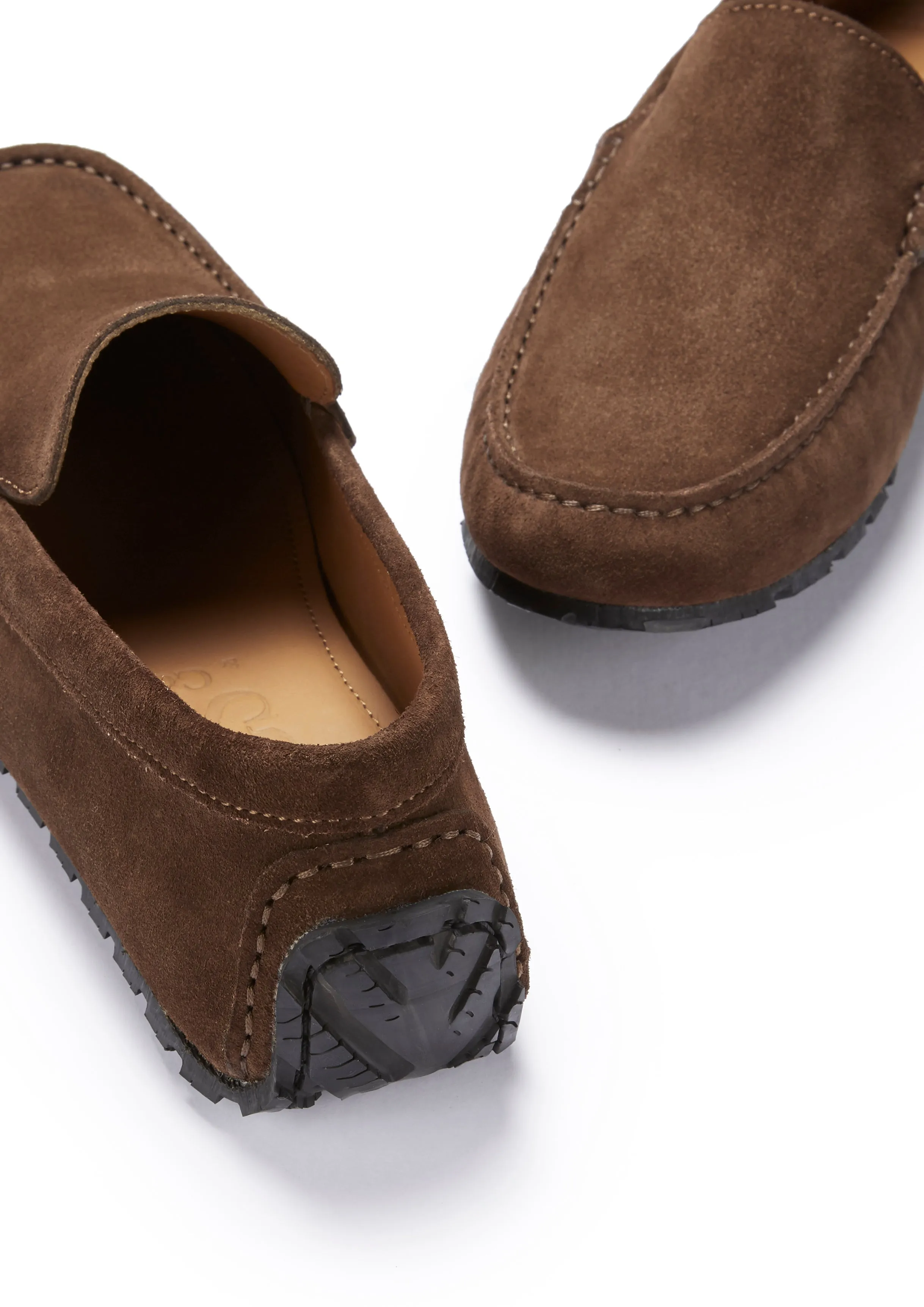 Tyre Sole Driving Loafers, brown suede Quiet Park Look Good