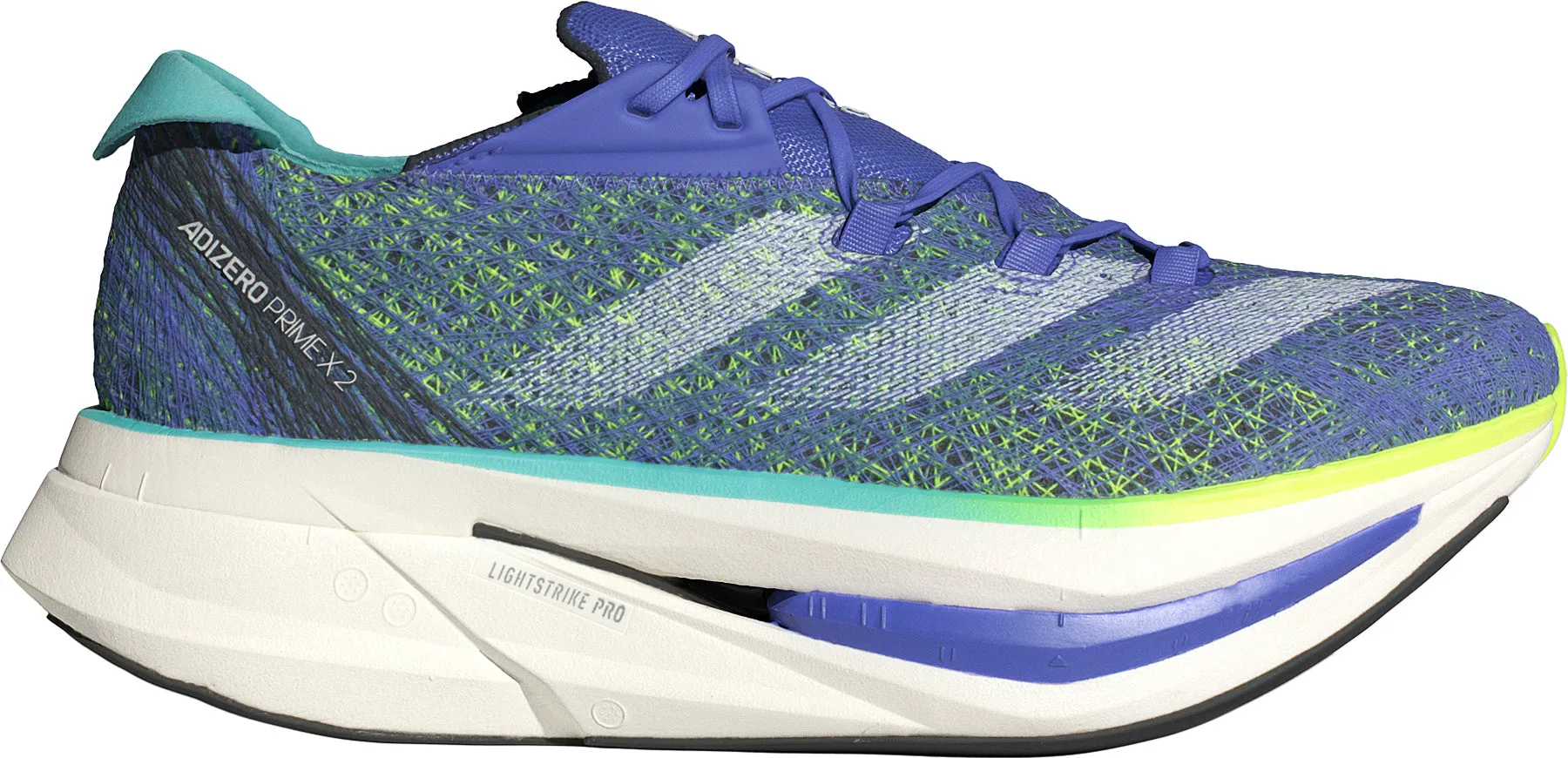 adidas Adizero Prime X 2.0 Strung Running Shoes - Blue Comfort Cushion Shock Guard