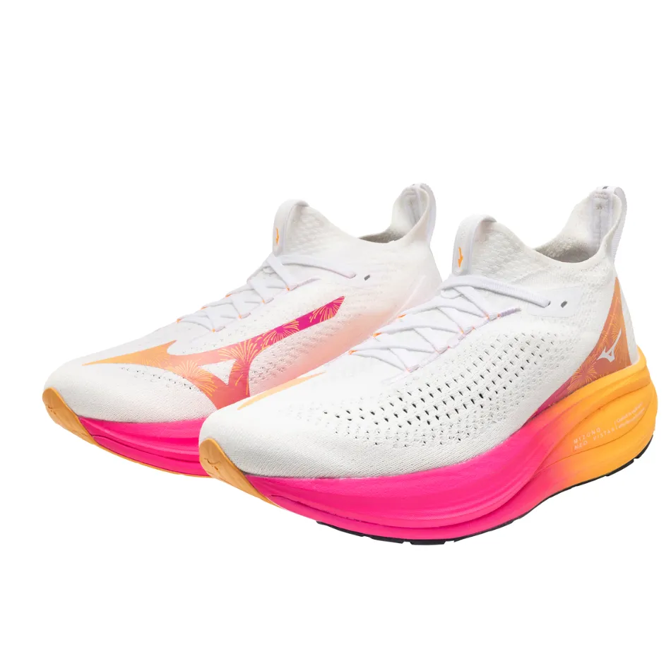 Mizuno Unisex Neo Vista 2 Running Shoes in White/White/Pink Tetra AW25 Sperry Top-Sider