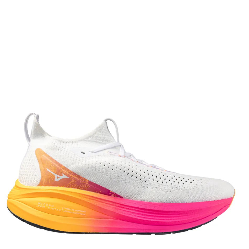 PhylonMidsole running headbands Mizuno Unisex Neo Vista 2 Running Shoes in White/White/Pink Tetra AW25