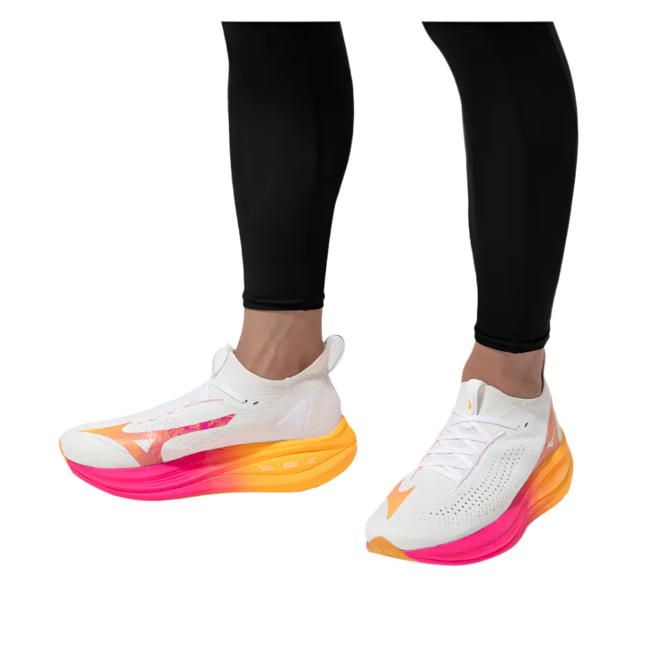 Mizuno Unisex Neo Vista 2 Running Shoes in White/White/Pink Tetra AW25 stable - sole - feature shoes
