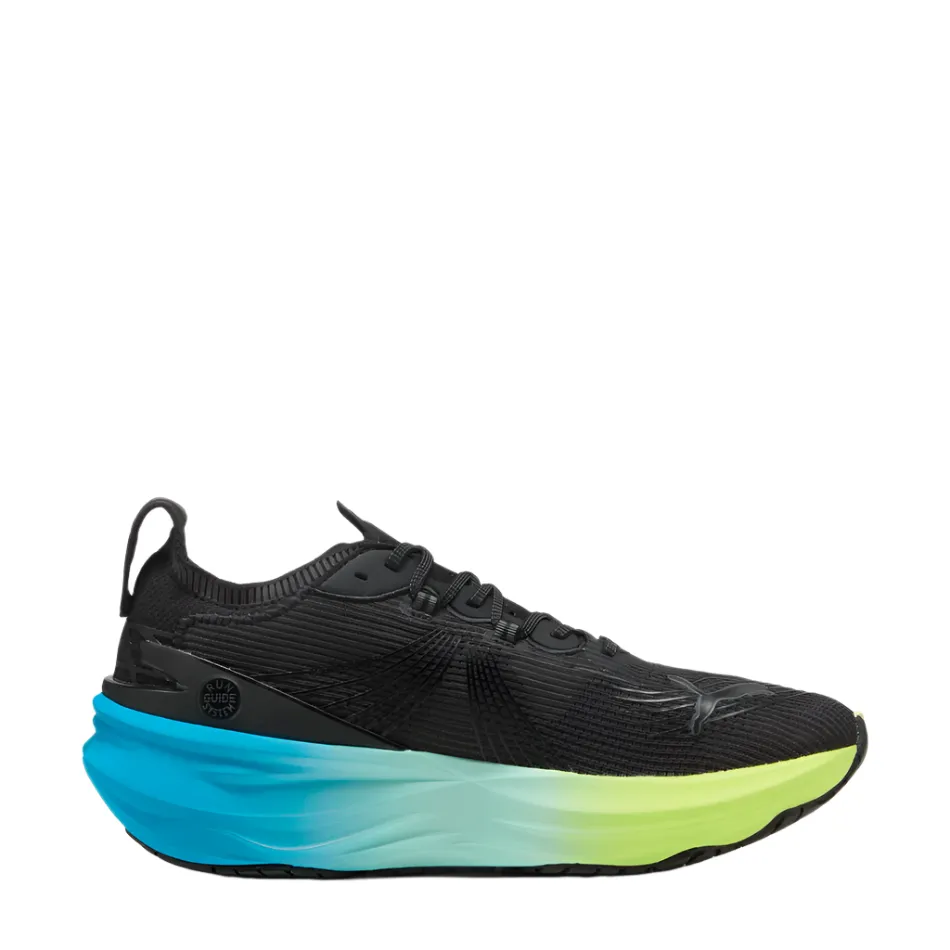 PUMA Men's Foreverrun NITRO 2 Running Shoes in PUMA Black/Fizzy Light/Speed Blue AW25 easy - to - clean shoe feature