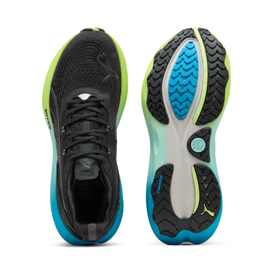 Padded Straps PUMA Men's Foreverrun NITRO 2 Running Shoes in PUMA Black/Fizzy Light/Speed Blue AW25