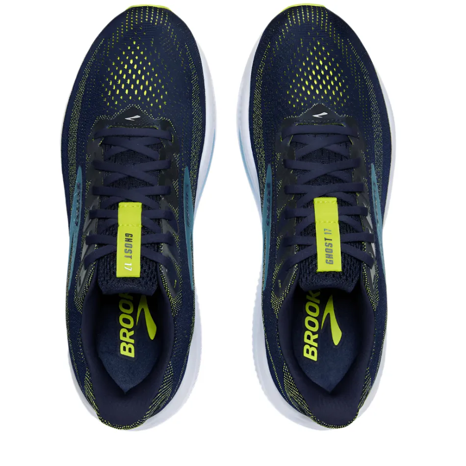 Brooks Men's Ghost 17 2E Wide Fit Running Shoes in Peacoat/Lime/Blue AW25 multi - purpose shoe use