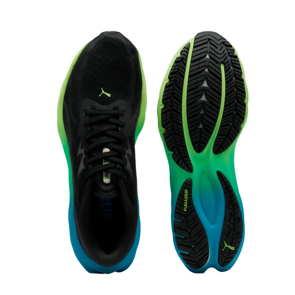 non - perforated shoes non - sponsored shoes PUMA Men's Velocity NITRO 4 Running Shoes in PUMA Black/Speed Blue AW25