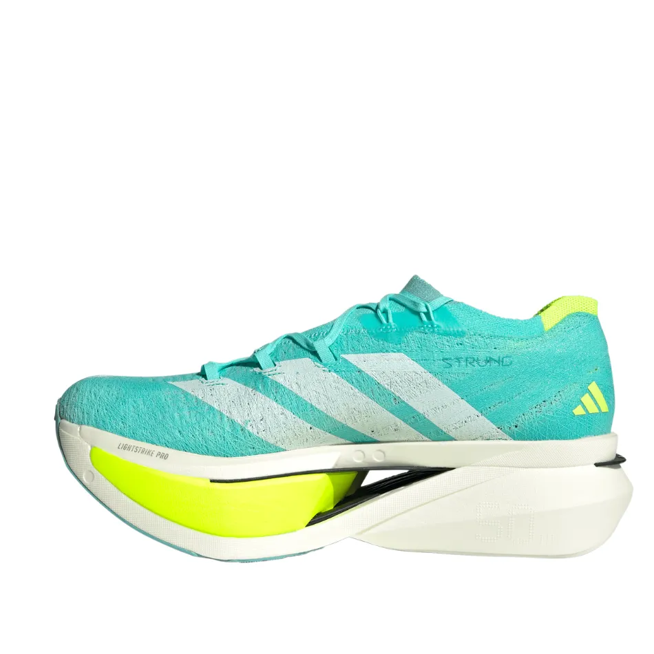 Adidas Unisex Adizero Prime X3 Strung Running Shoes in Flash Aqua/Zero Metalic/Lucid Lemon AW25 Mountain running