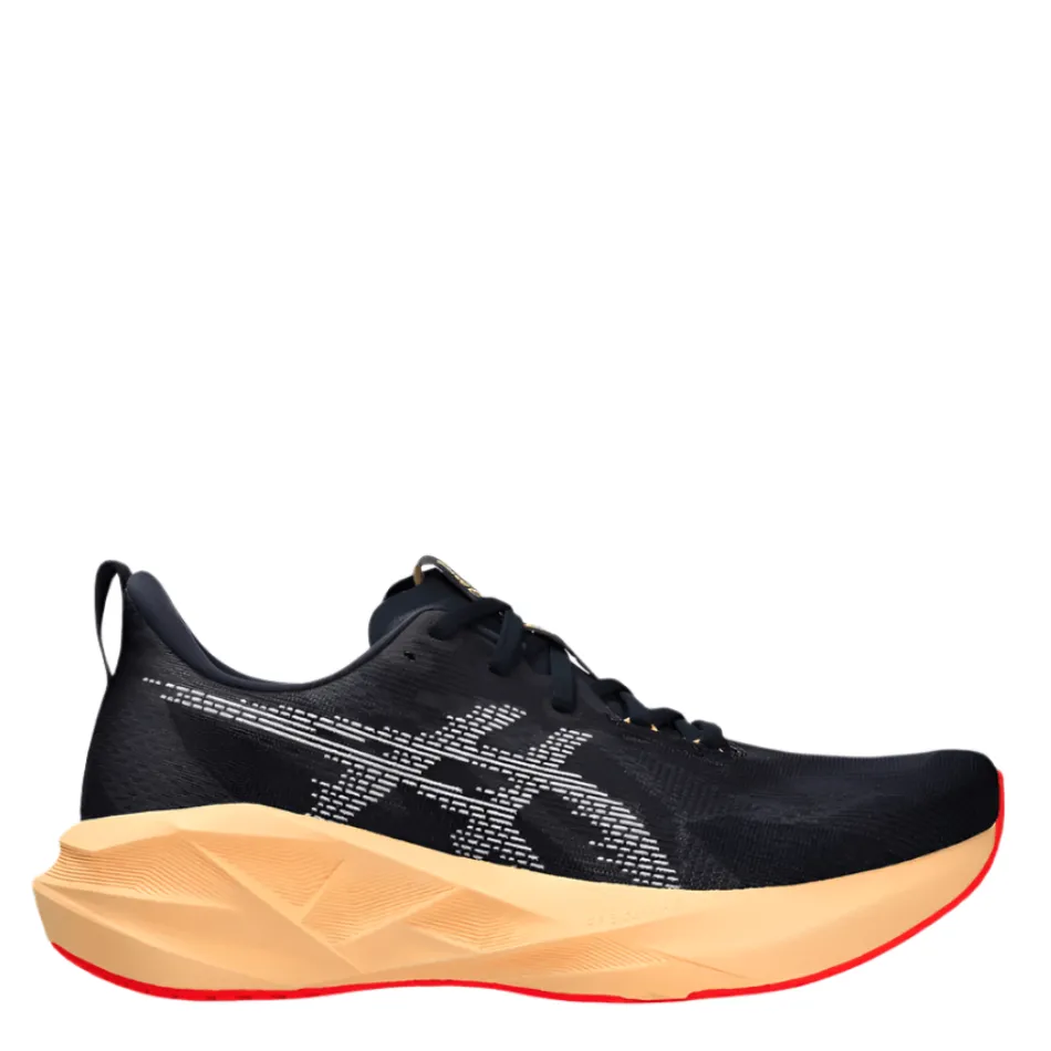 fitness enthusiasts' shoes pre - workout ASICS Men's NOVABLAST 5 Running Shoes in Midnight/Orange Glow AW25
