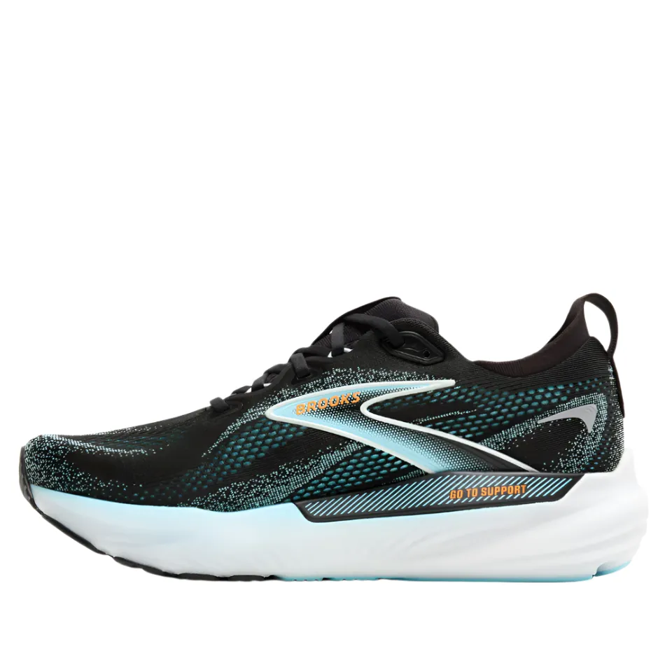 Brooks Men's Glycerin GTS 22 Running Shoes in Black/Atomizer/Blazing Orange AW25 reflective - details - safety shoes Wet running stability