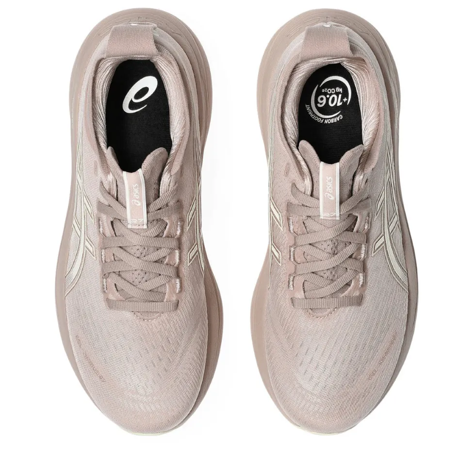 ASICS Women's GEL-NIMBUS 27 Running Shoes in Fawn/Birch AW25 gender - specific - fit solo runs