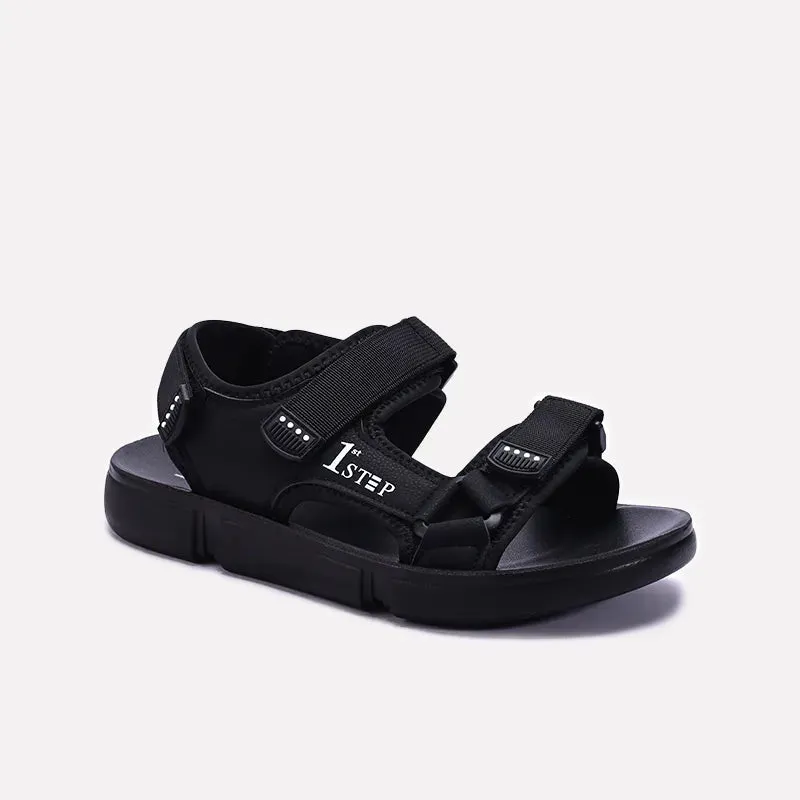 Black Velcro Strap Sandals 0141180 Event Chic Fast Slide