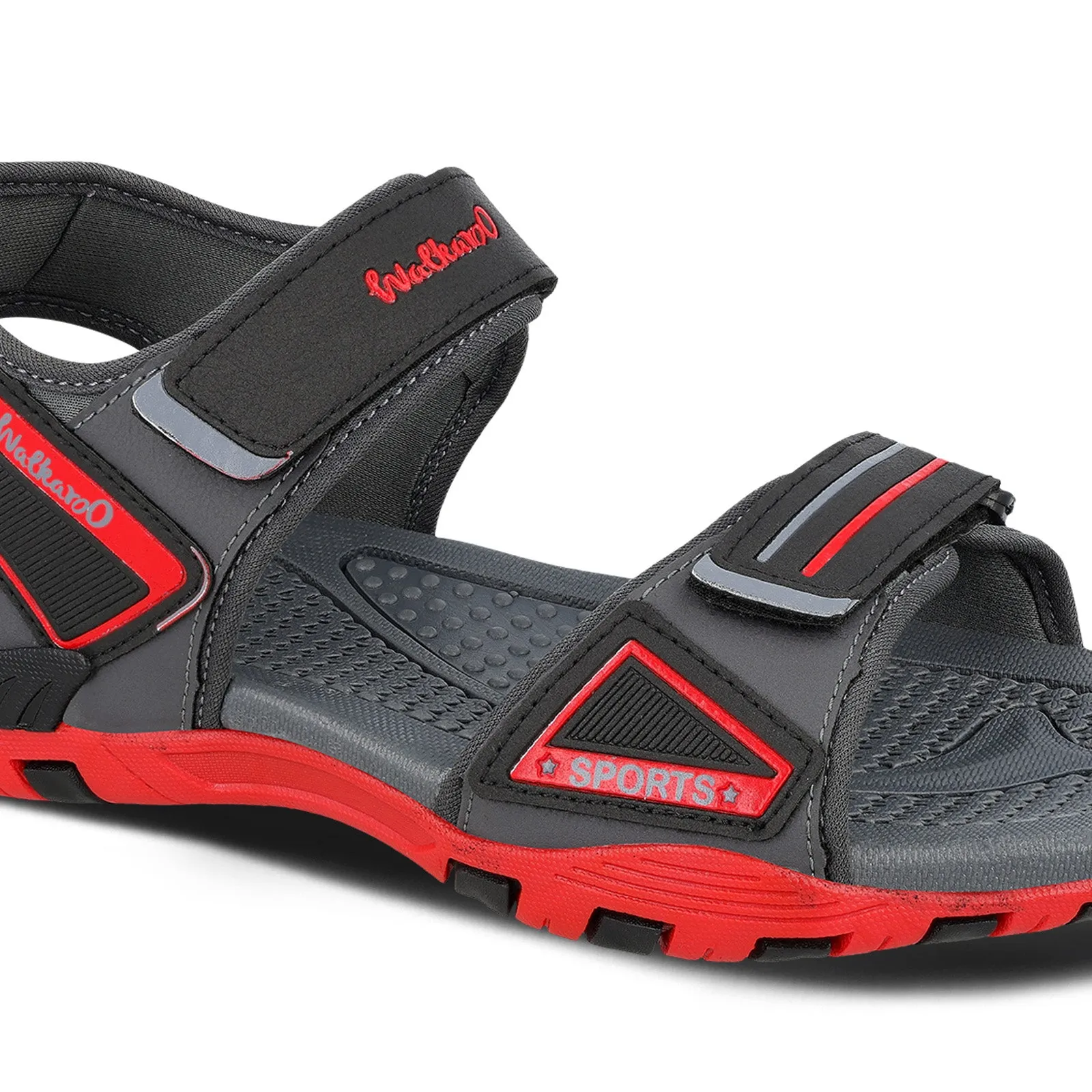 Men's Sports Sandals - WC4482 Grey Red Soft Material Street Trend