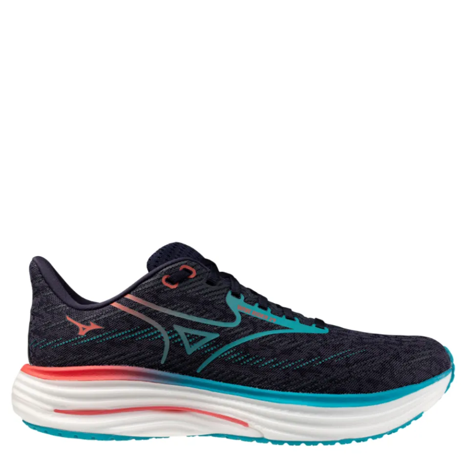 fartlek running Mizuno Men's Wave Rider 29 Running Shoes in Odyssey Gray/Capri Breeze/Calypso Coral AW25
