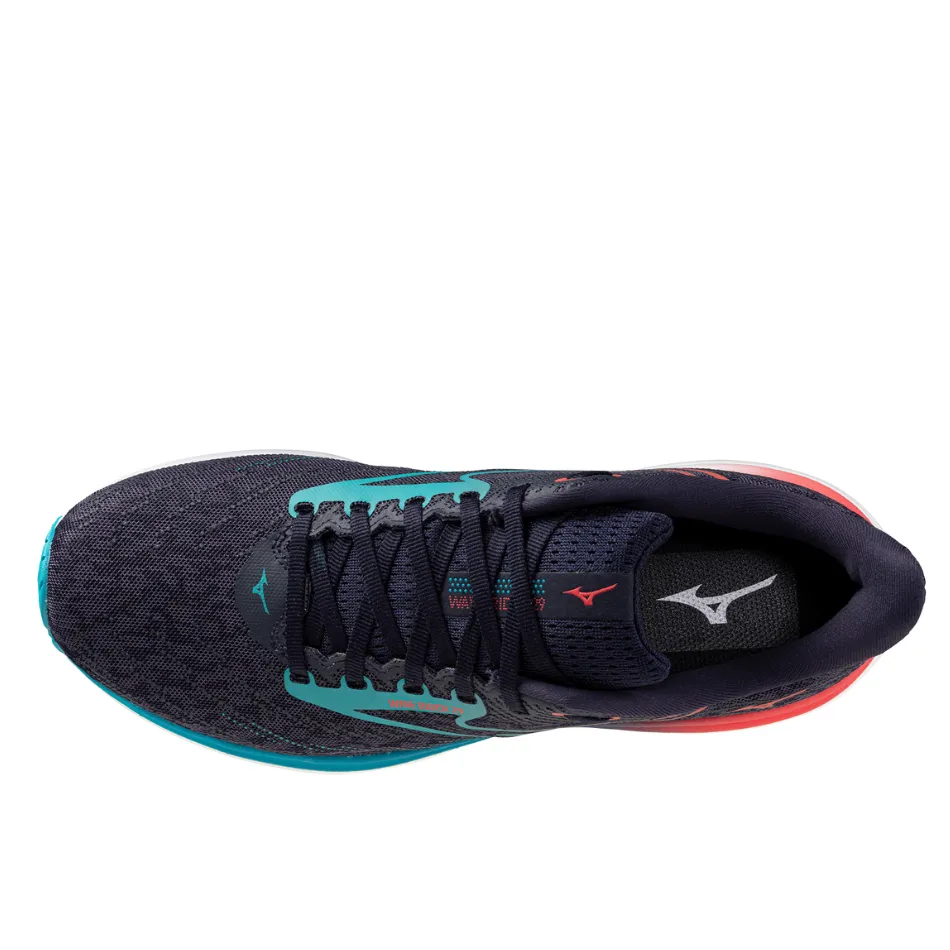 Memory Foam rubber - sole shoes Mizuno Men's Wave Rider 29 Running Shoes in Odyssey Gray/Capri Breeze/Calypso Coral AW25