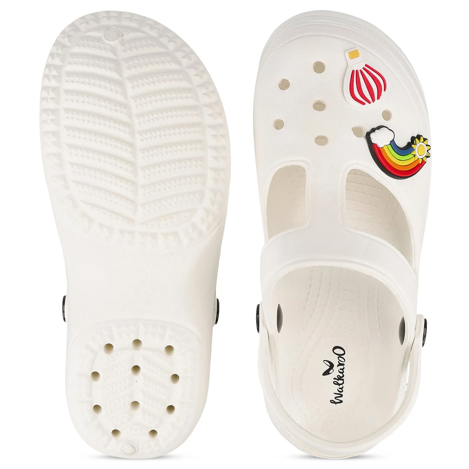 Low Heel Firm Step Walkaroo Womens Clogs  - WC8912 White