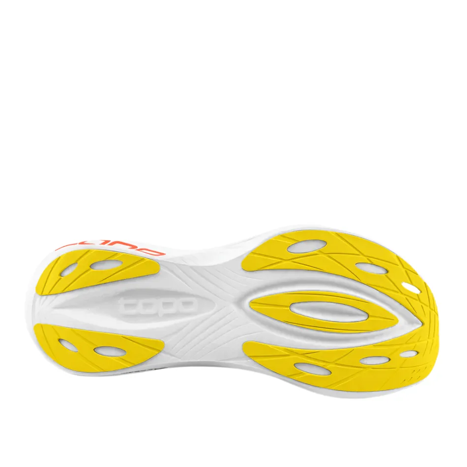 supportive foam sole shoes Topo Men's Specter 2 Running Shoes in White/Sunset SS25