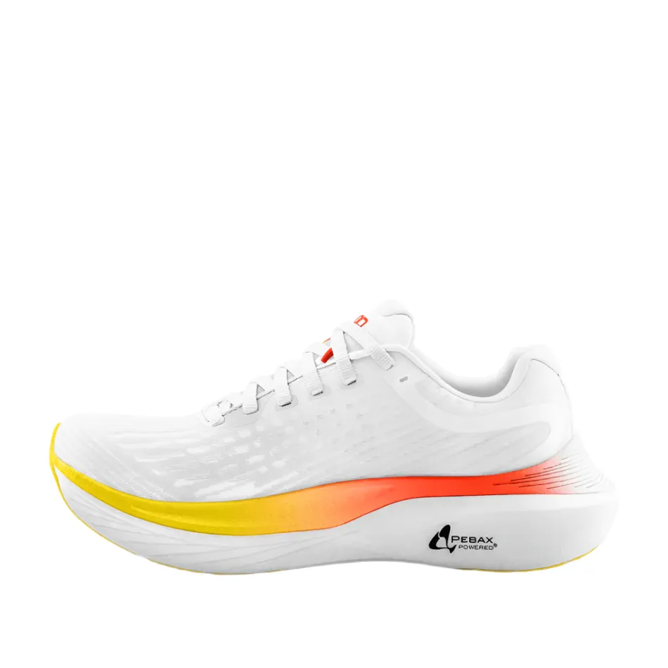 running for a way to stay independent Topo Men's Specter 2 Running Shoes in White/Sunset SS25