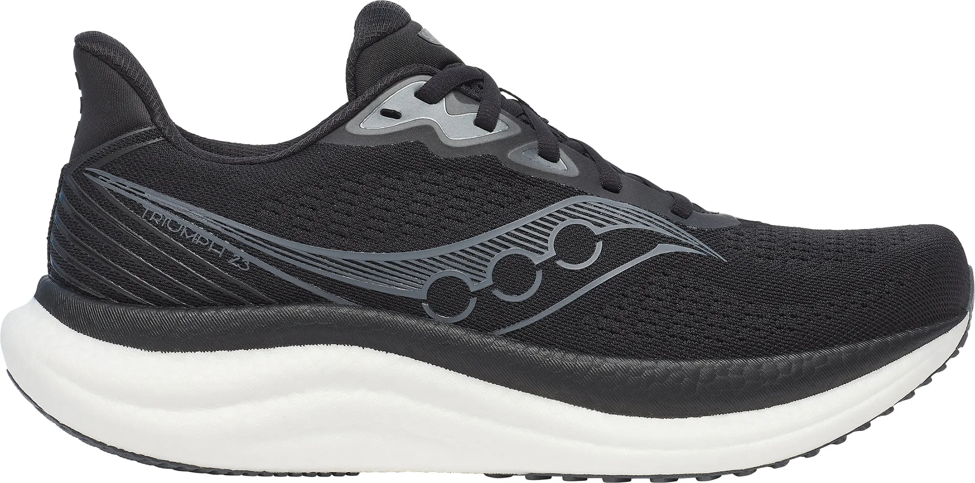 Saucony Triumph 23 WIDE FIT Mens Running Shoes - Black Stretchable Material