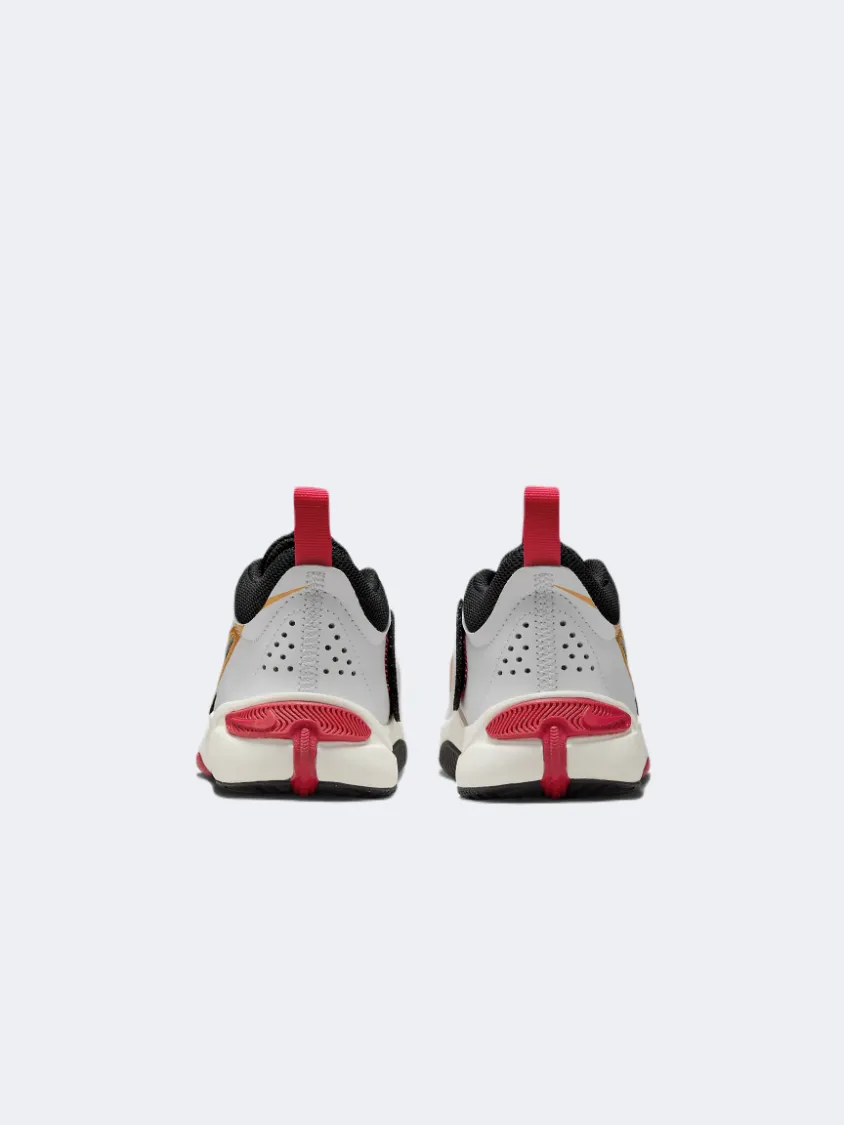 Impact Resistance Layer Nike Team Hustle 11 Ps-Boys Basketball Shoes White/Gold/Red/Black
