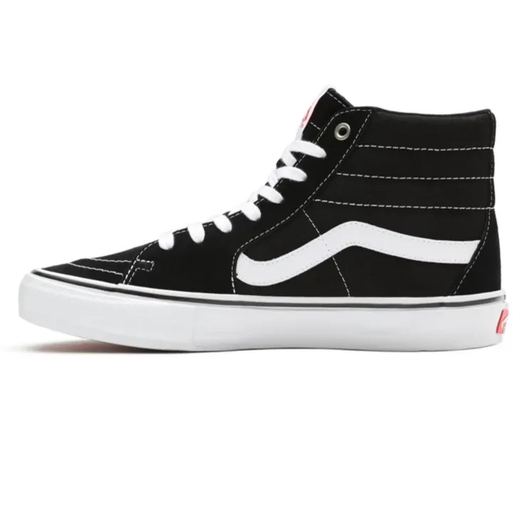 Vans Skate Sk8 Hi Skate Shoes - Black/White Comfortable Collar Ollie Impact