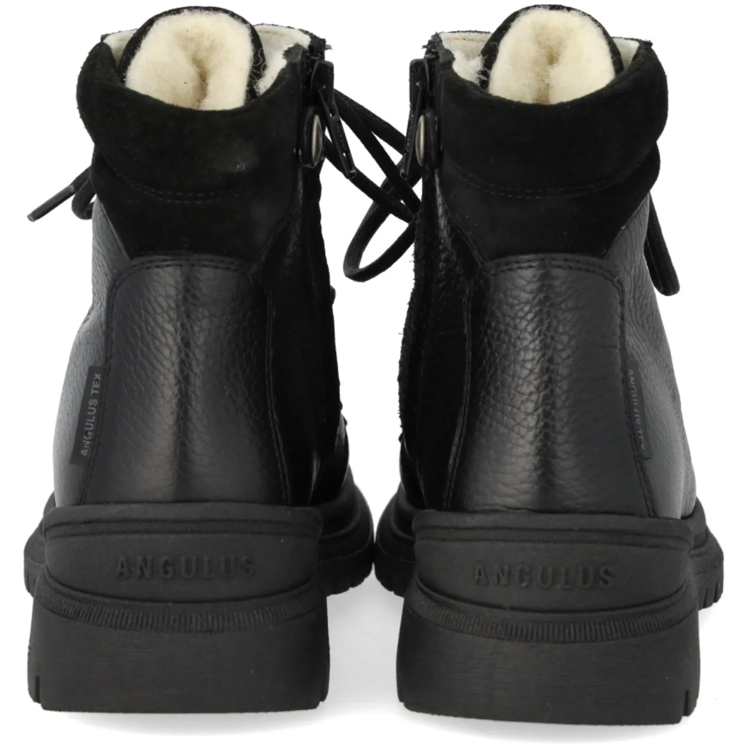 Secure fit Angulus Black TEX Lace-up Boot with Zipper and Wool Lining