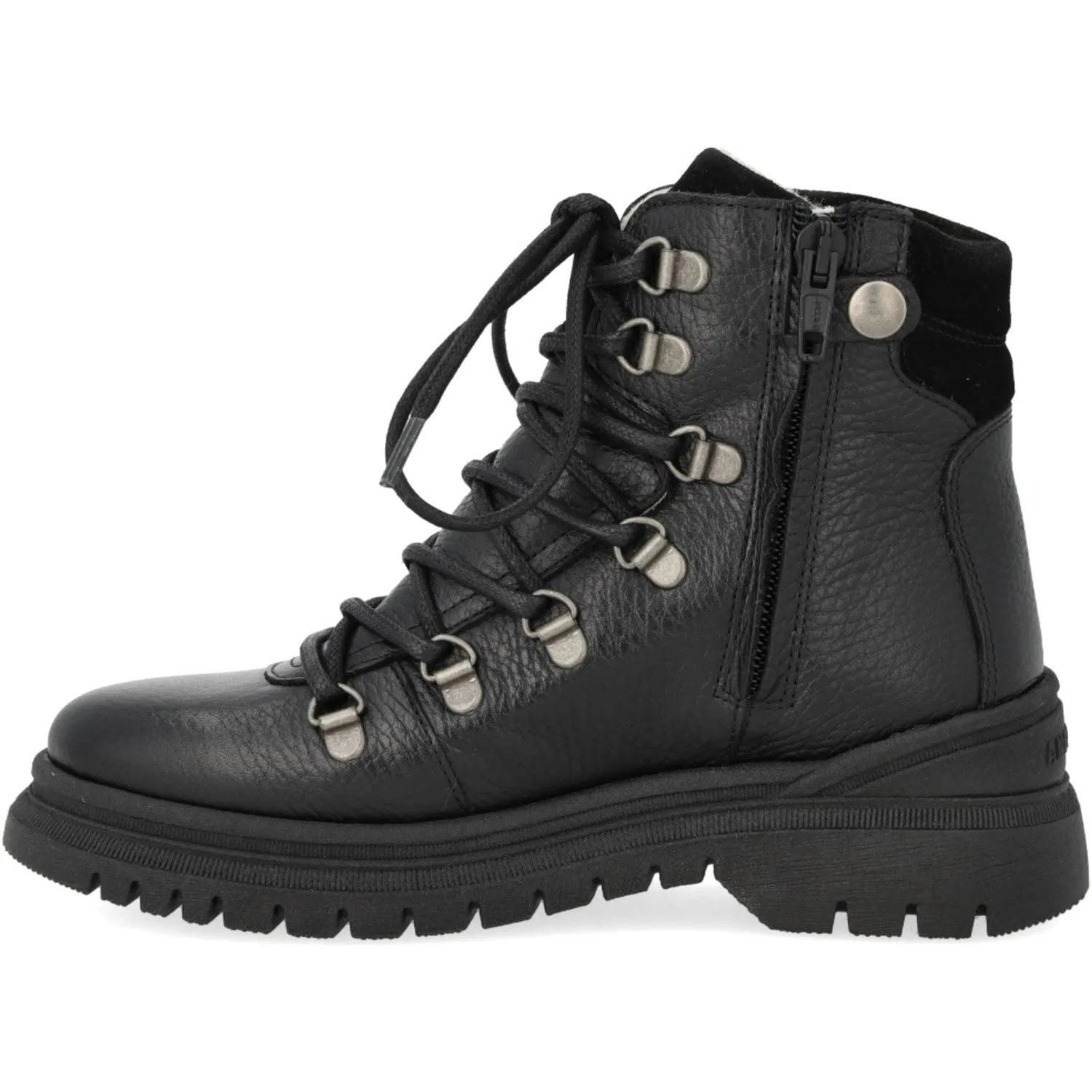 Snow Winter Activity Comfort Trek Angulus Black TEX Lace-up Boot with Zipper and Wool Lining
