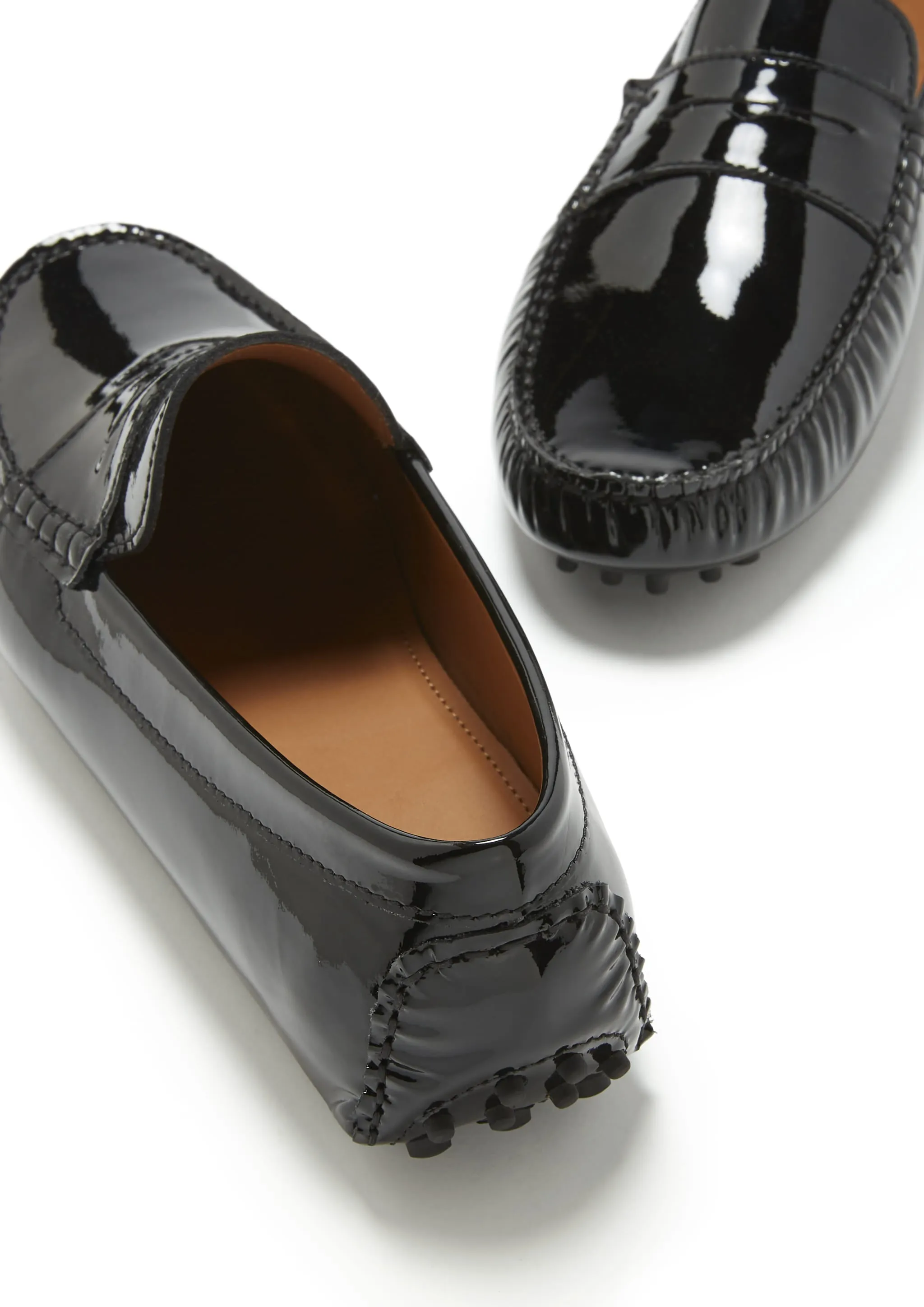 Green Path Penny Driving Loafers, black patent leather