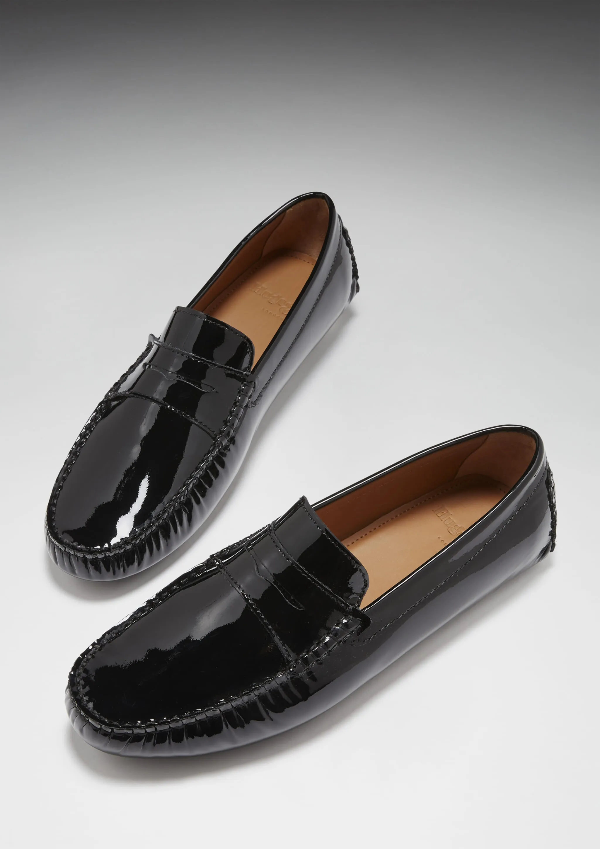 Penny Driving Loafers, black patent leather Clean Cut Cool Walk