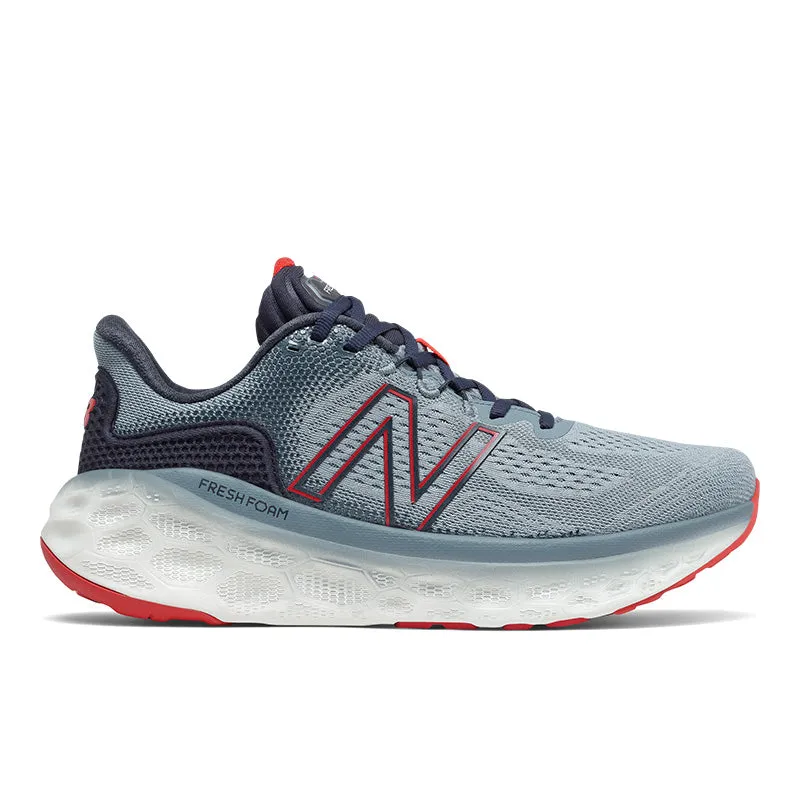Fresh Foam More v3 - Ocean Grey with Velocity Red - Men's outdoor material performance - oriented