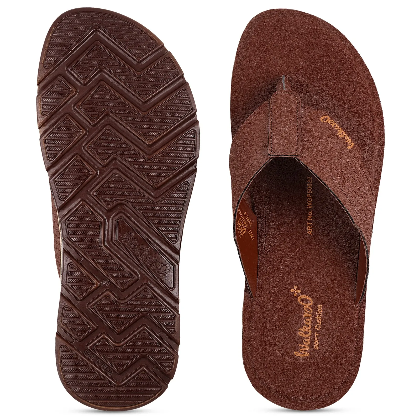 Men's Daily Wear V-Strap Sandals - WGP50022 Brown Simple Steps Everyday Comfort Style