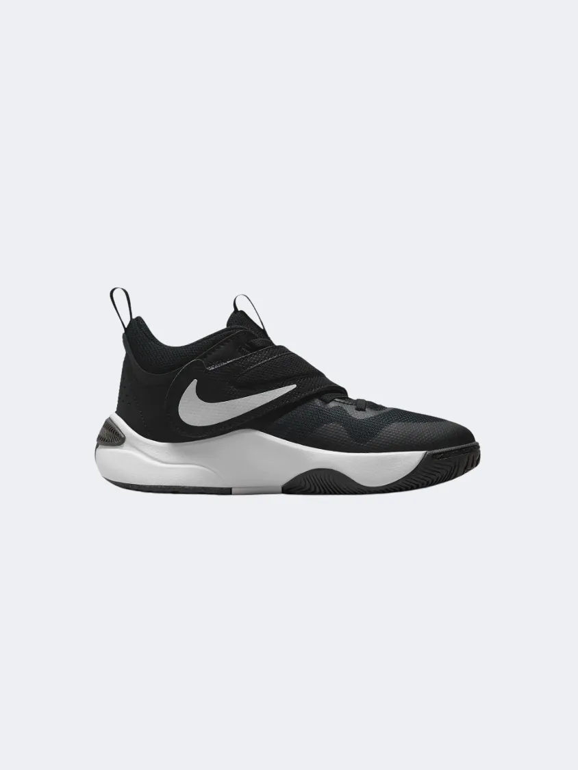Nike Team Hustle Grade-Boy Basketball Shoes Black/White Heel Counter Structure