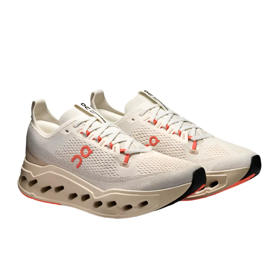 outdoor running footgear On Men's Cloudsurfer Max Running Shoes in Ivory/Salmon AW25