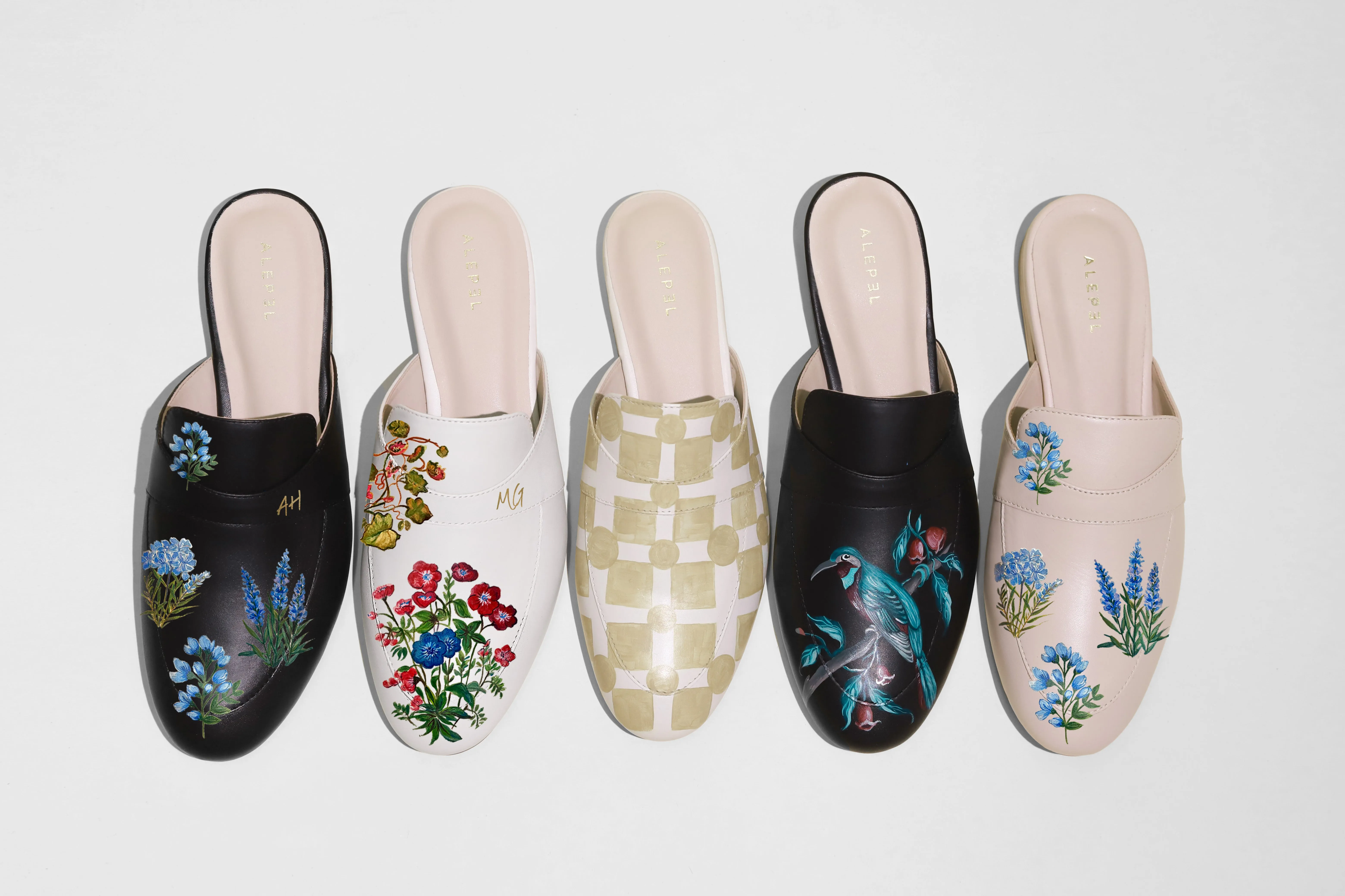 Blue Flowers Black Mule Comfort Walk Sandals