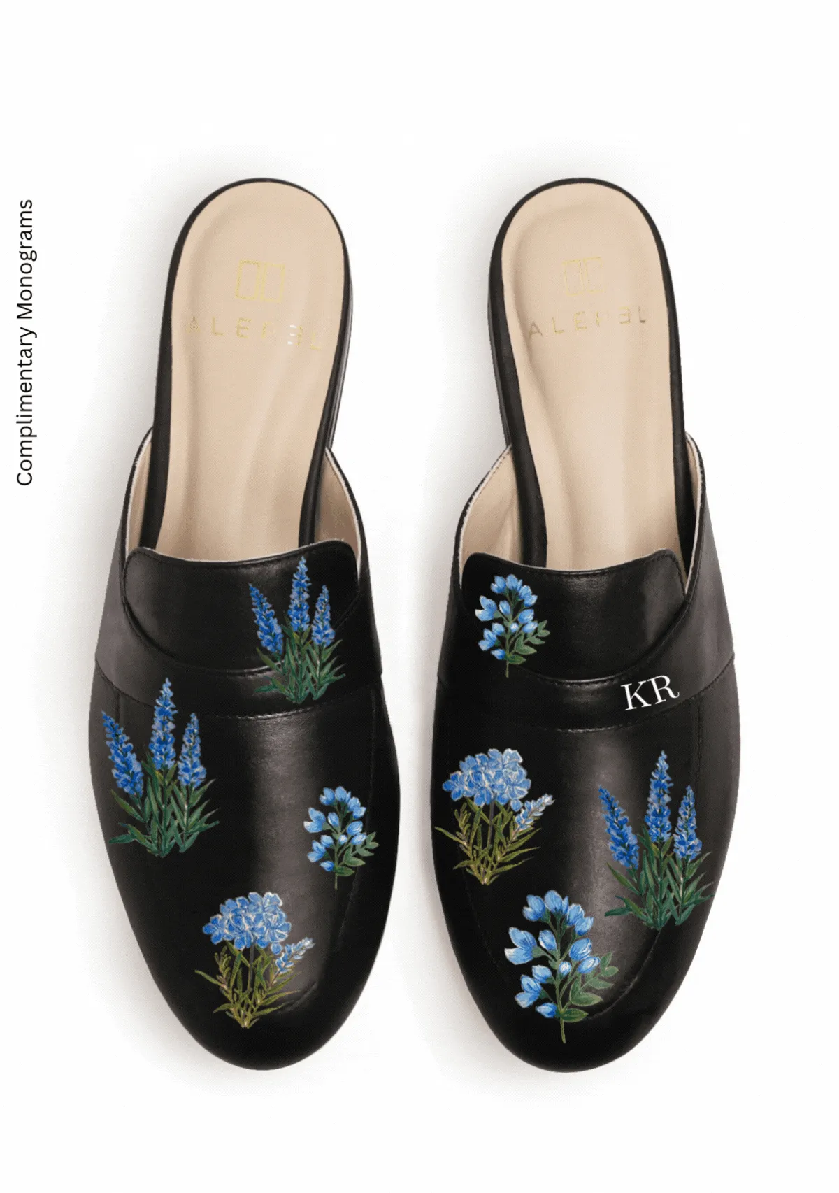 Instant Relaxation Blue Flowers Black Mule
