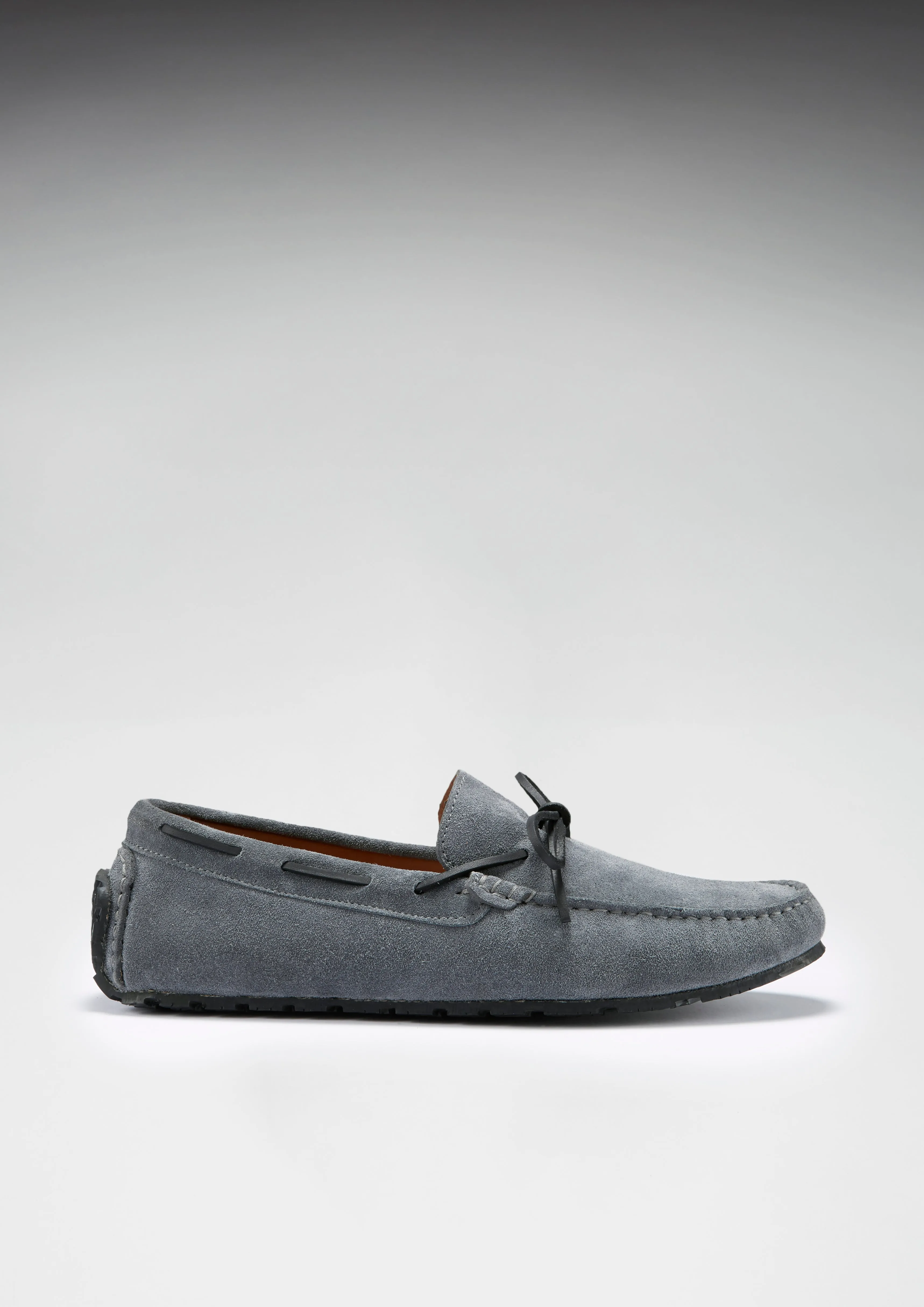 Tyre Sole Laced Driving Loafers, slate grey suede Durable Comfort Shoes
