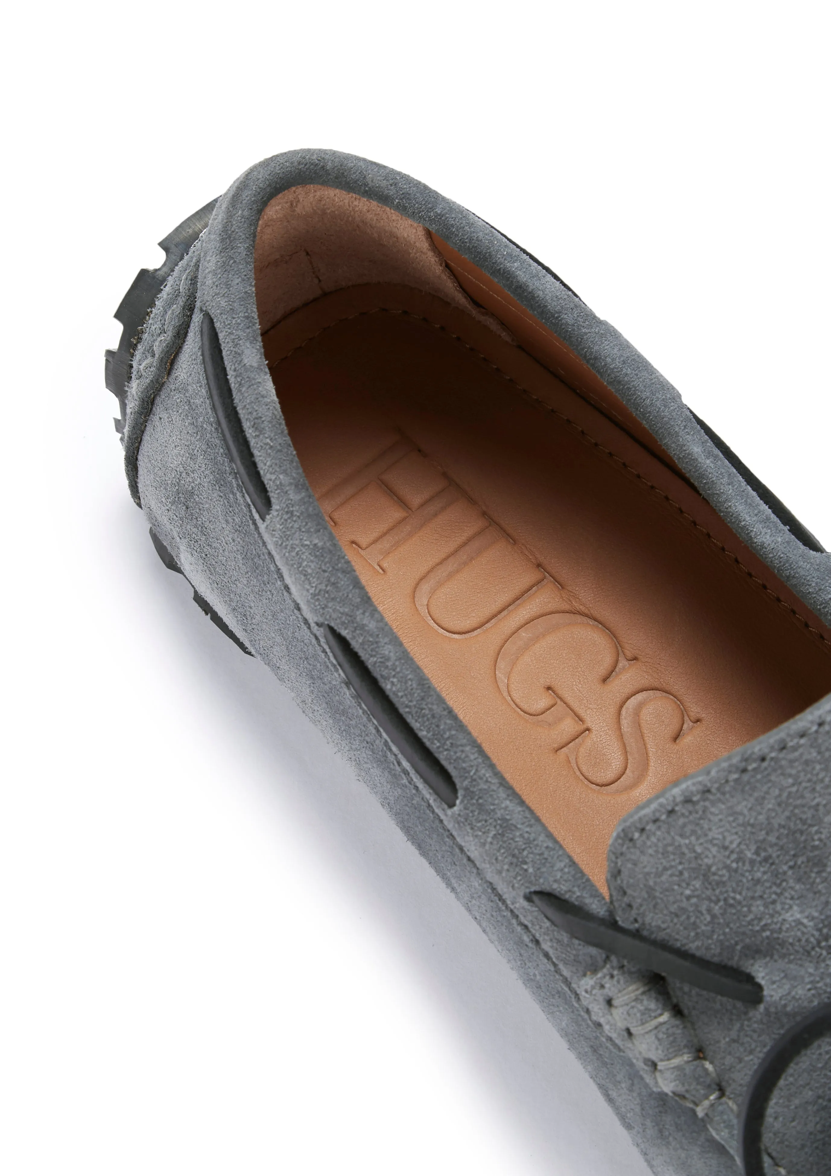Tyre Sole Laced Driving Loafers, slate grey suede Walk Swift Wide Base