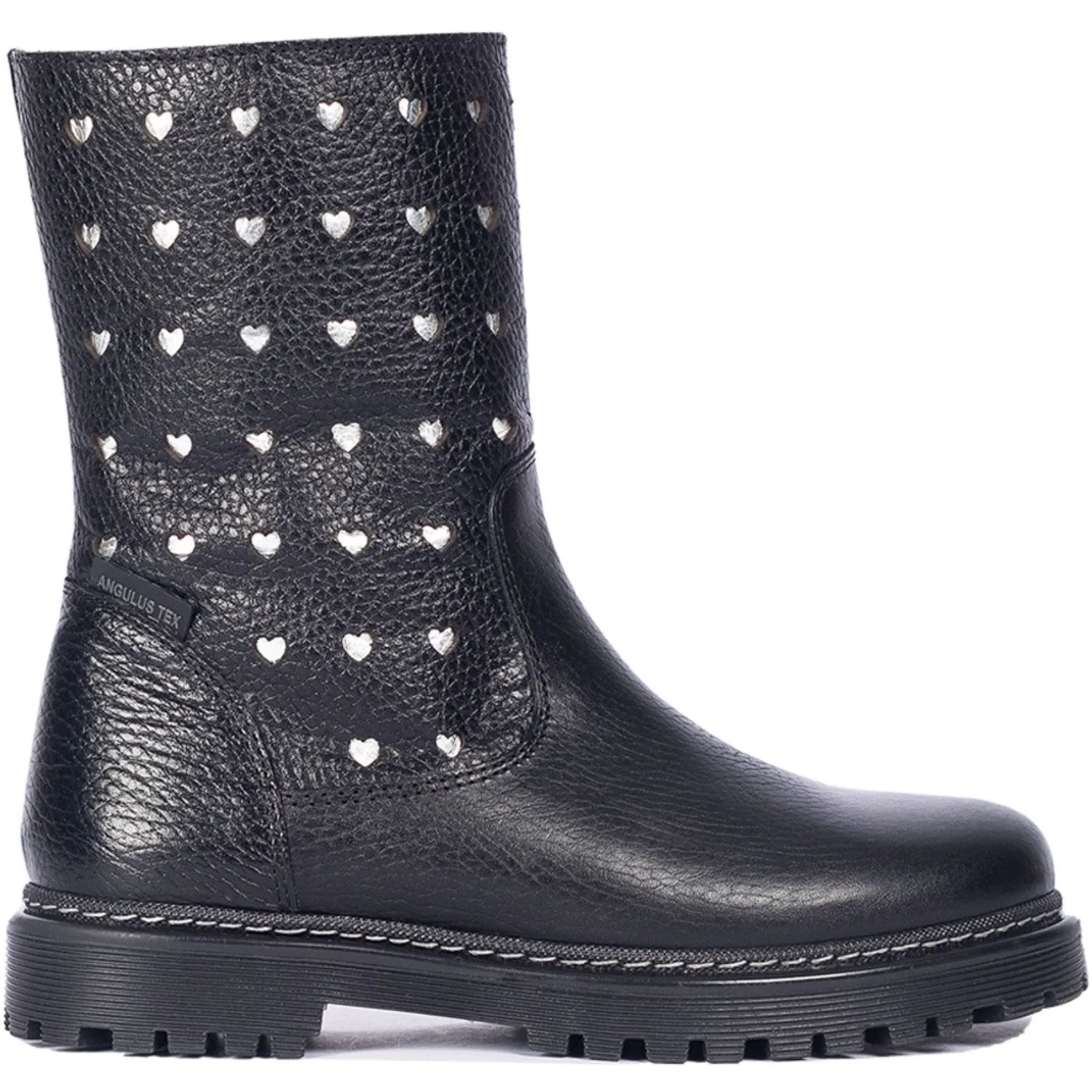 Angulus Black Tex-Boot Med Udstansede S?lvhjerter Snow Winter Trek Gear Outdoor Snow Trekking