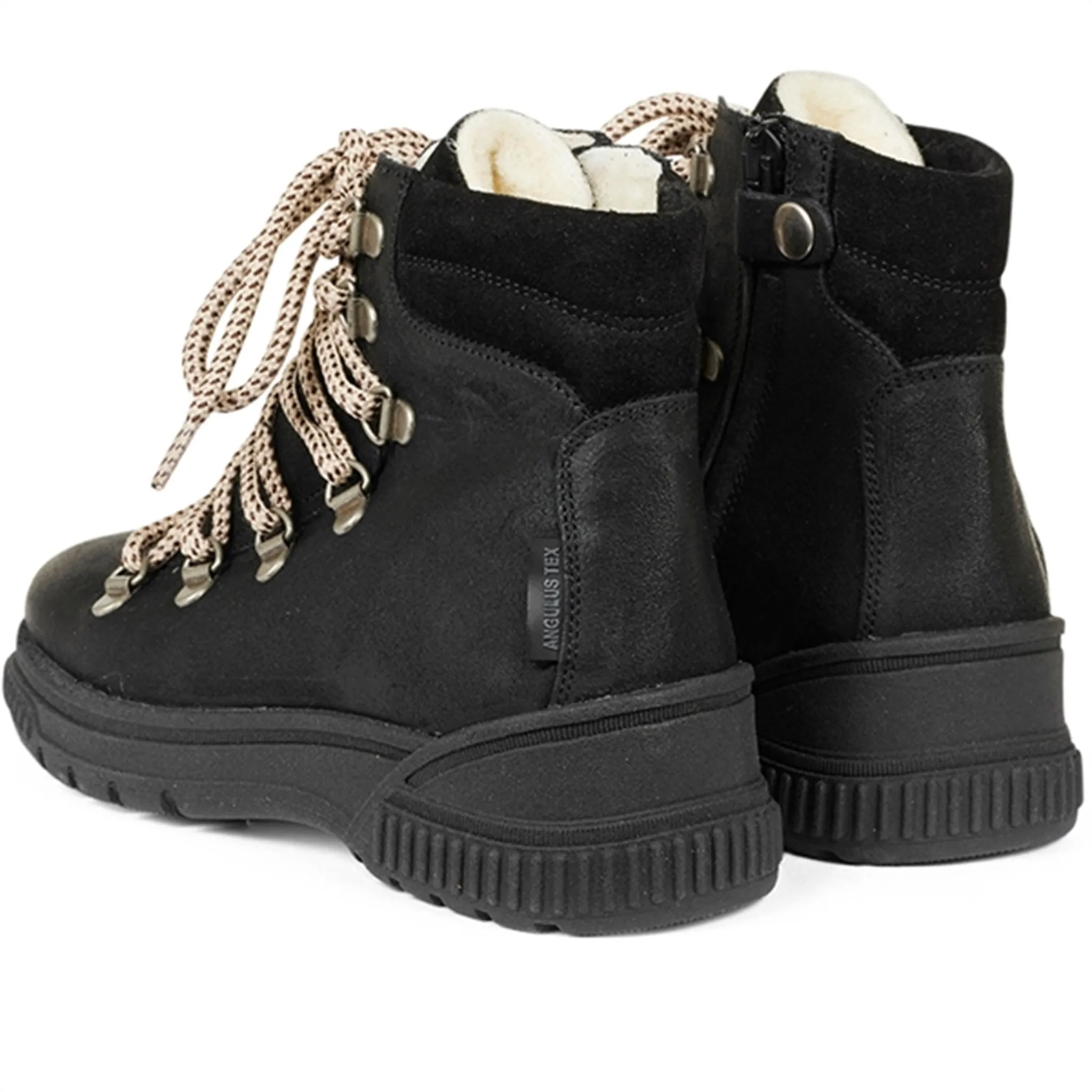 Angulus Tex Lace Boots With Zipper Black Snowy Outdoor