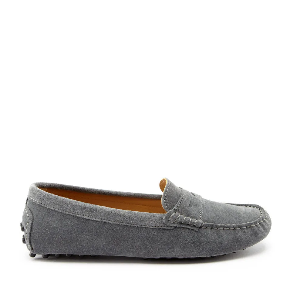 Fashionable Comfort Shoes Women's Penny Driving Loafers, slate grey suede