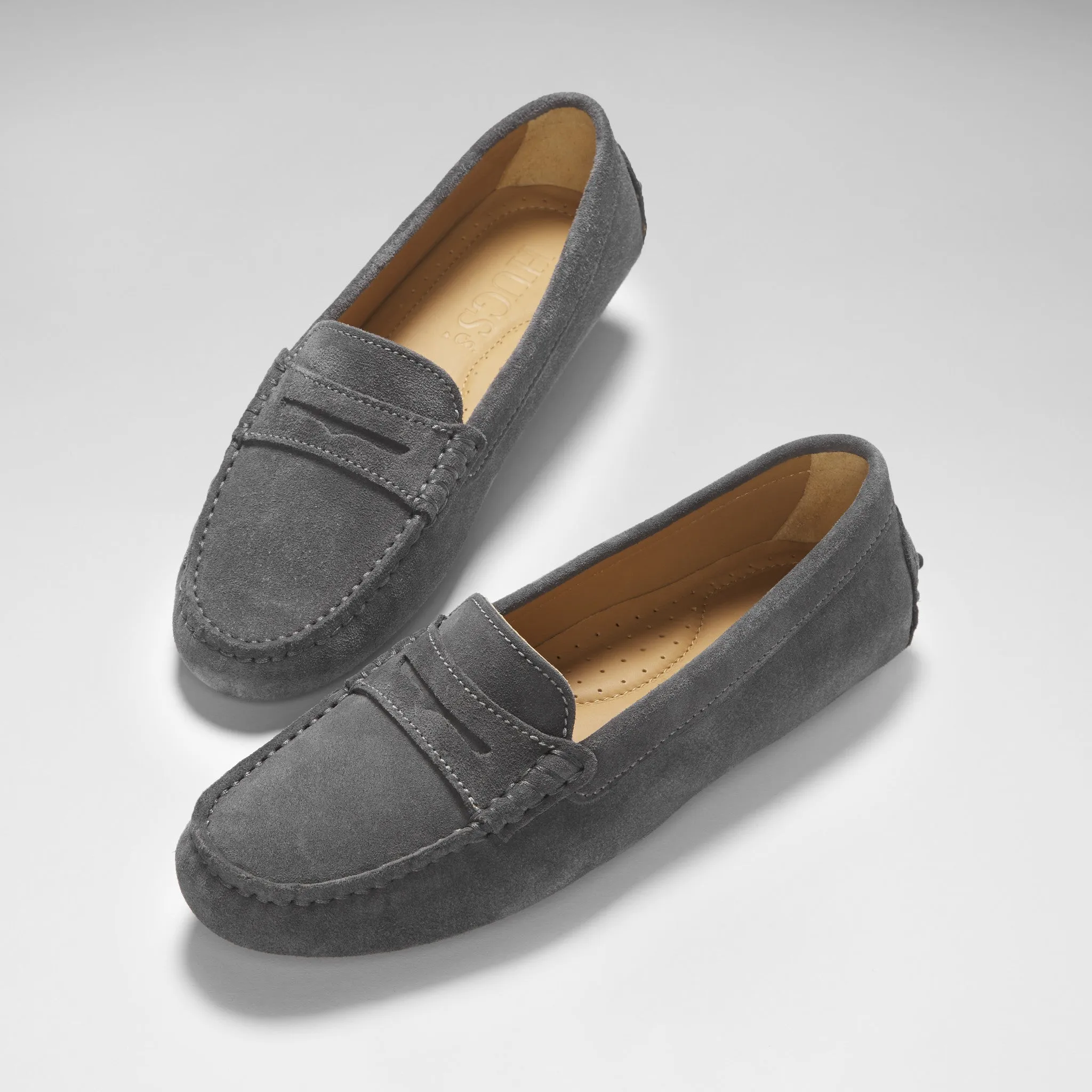 Women's Penny Driving Loafers, slate grey suede Open Plaza Smooth Motion