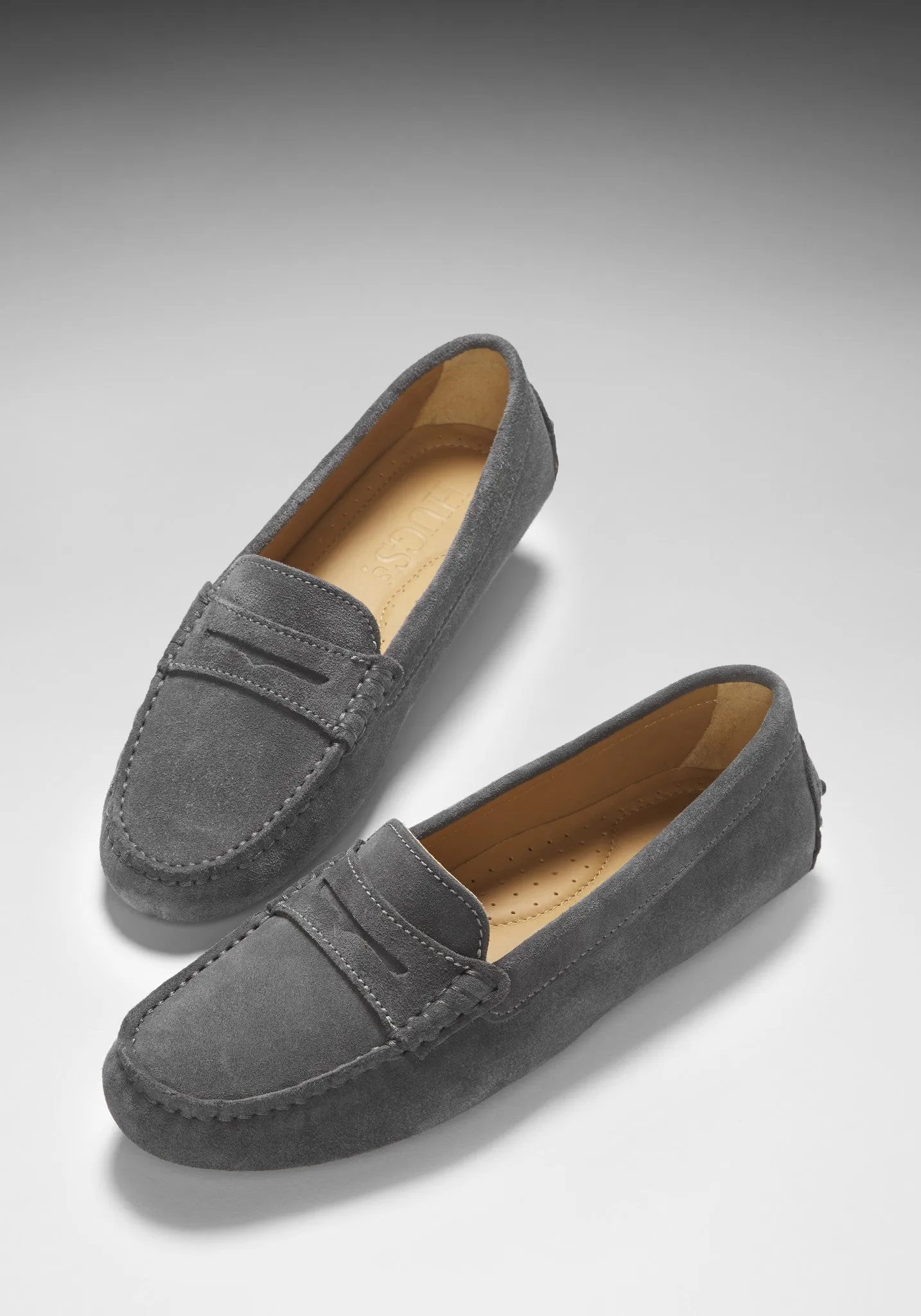 Bold Dash Women's Penny Driving Loafers, slate grey suede