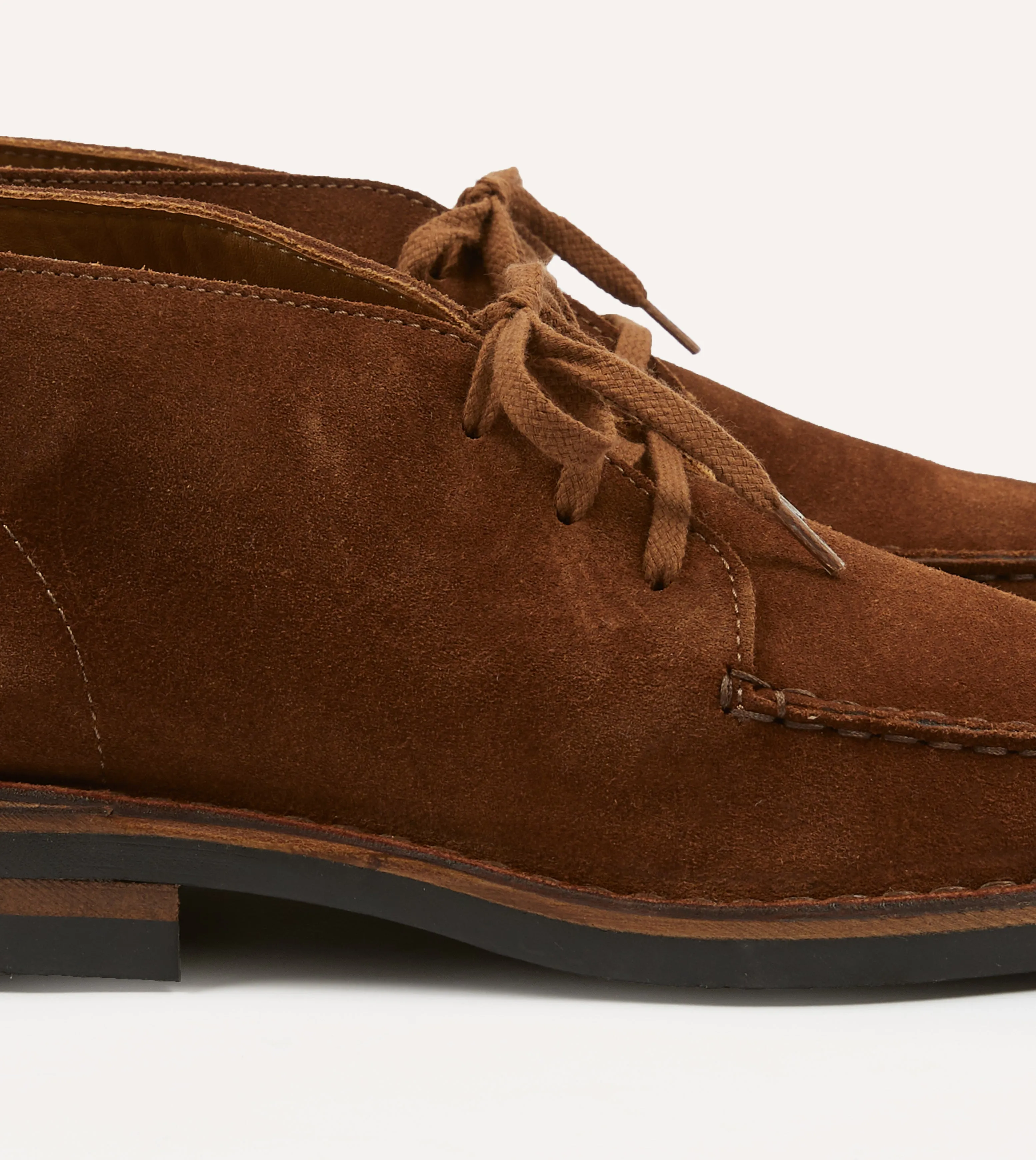 Cross Road Crosby Moc-Toe Chukka Boot Light Brown Roughout Suede with Rubber Sole
