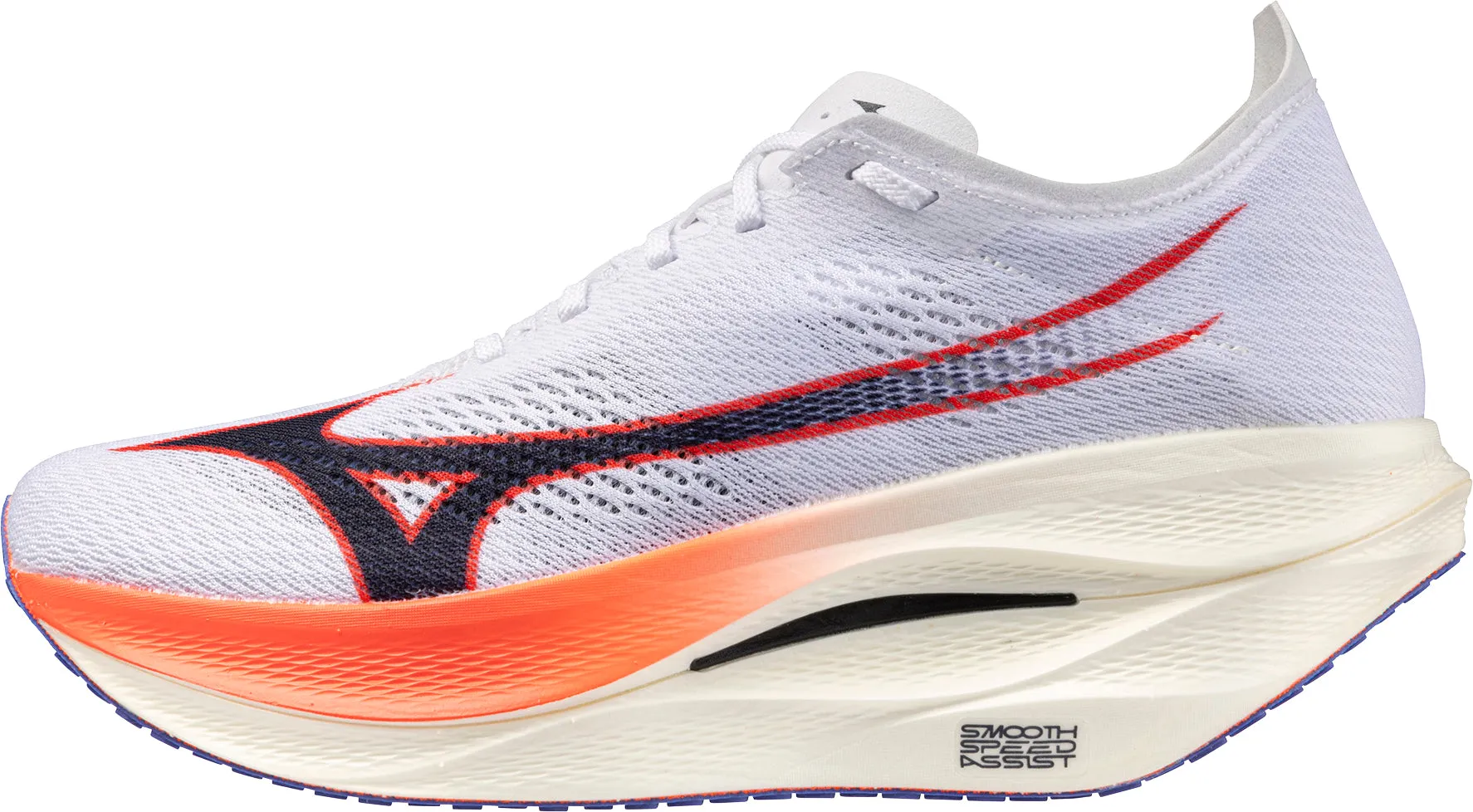 Sweat Resistant Gym Workout Rubber Outsole Mizuno Wave Rebellion Pro 3 Running Shoes - White