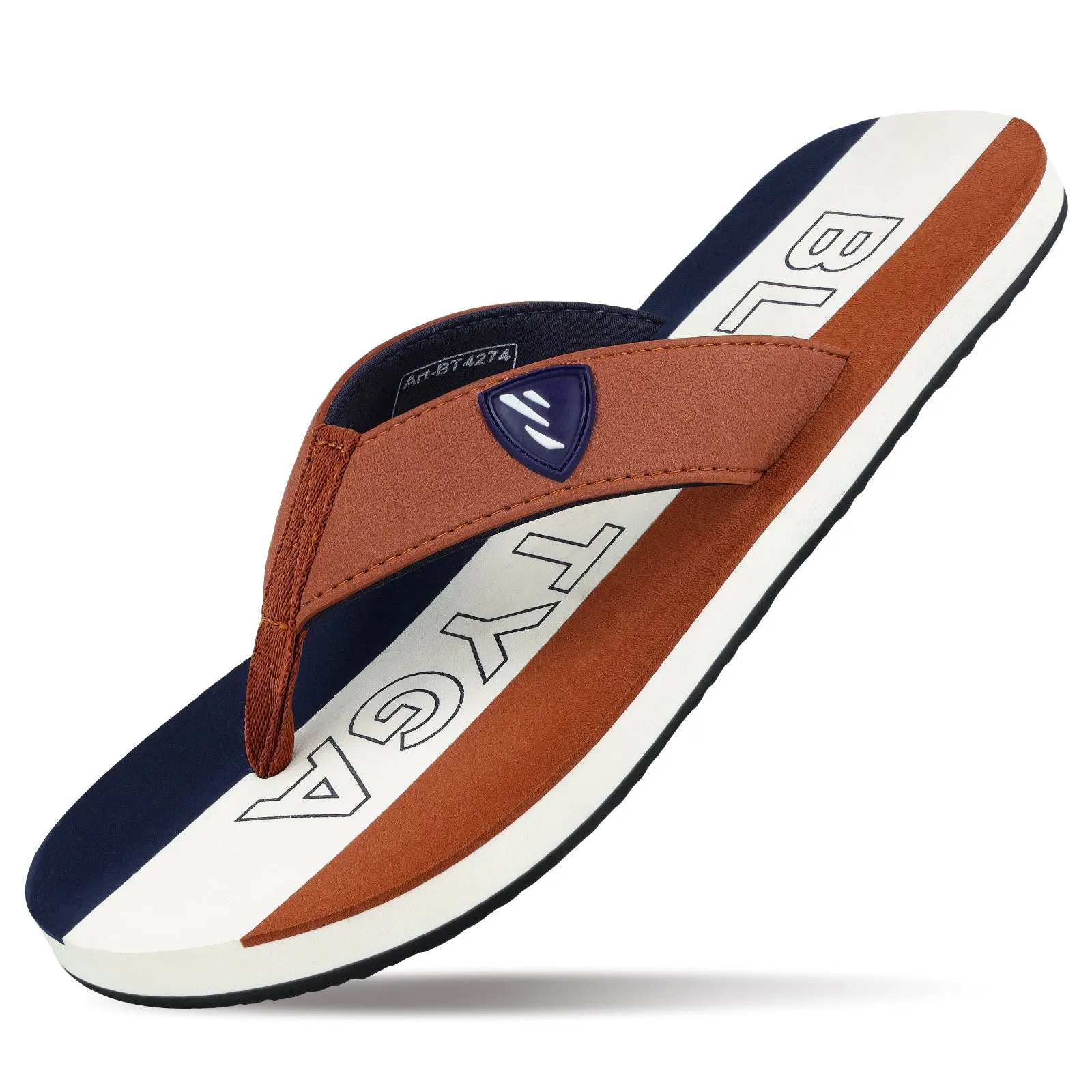Sunny Style Blue Tyga Men's Flip Flop Thong  - BT4274 Tan Blue