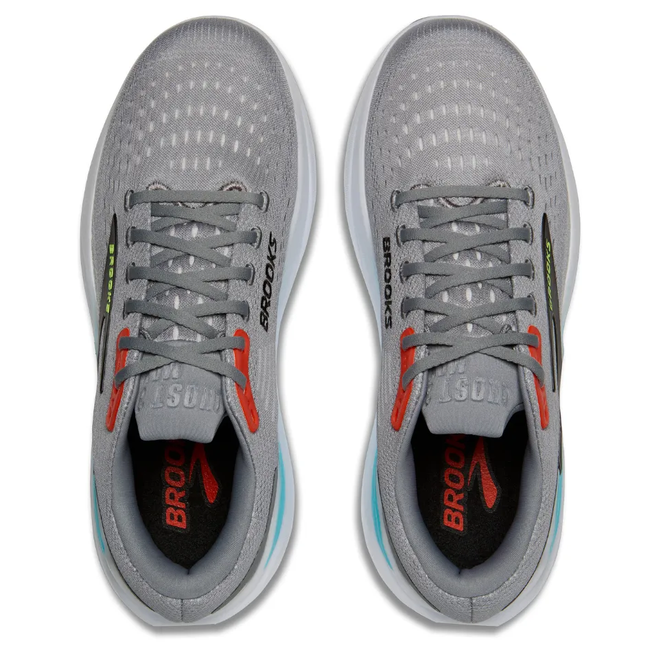 Brooks Men's Ghost Max 3 Running Shoes in Primer Grey/Antarctica/Red AW25 long - distance capable