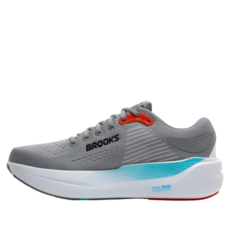 Brooks Men's Ghost Max 3 Running Shoes in Primer Grey/Antarctica/Red AW25 Comfort - fit