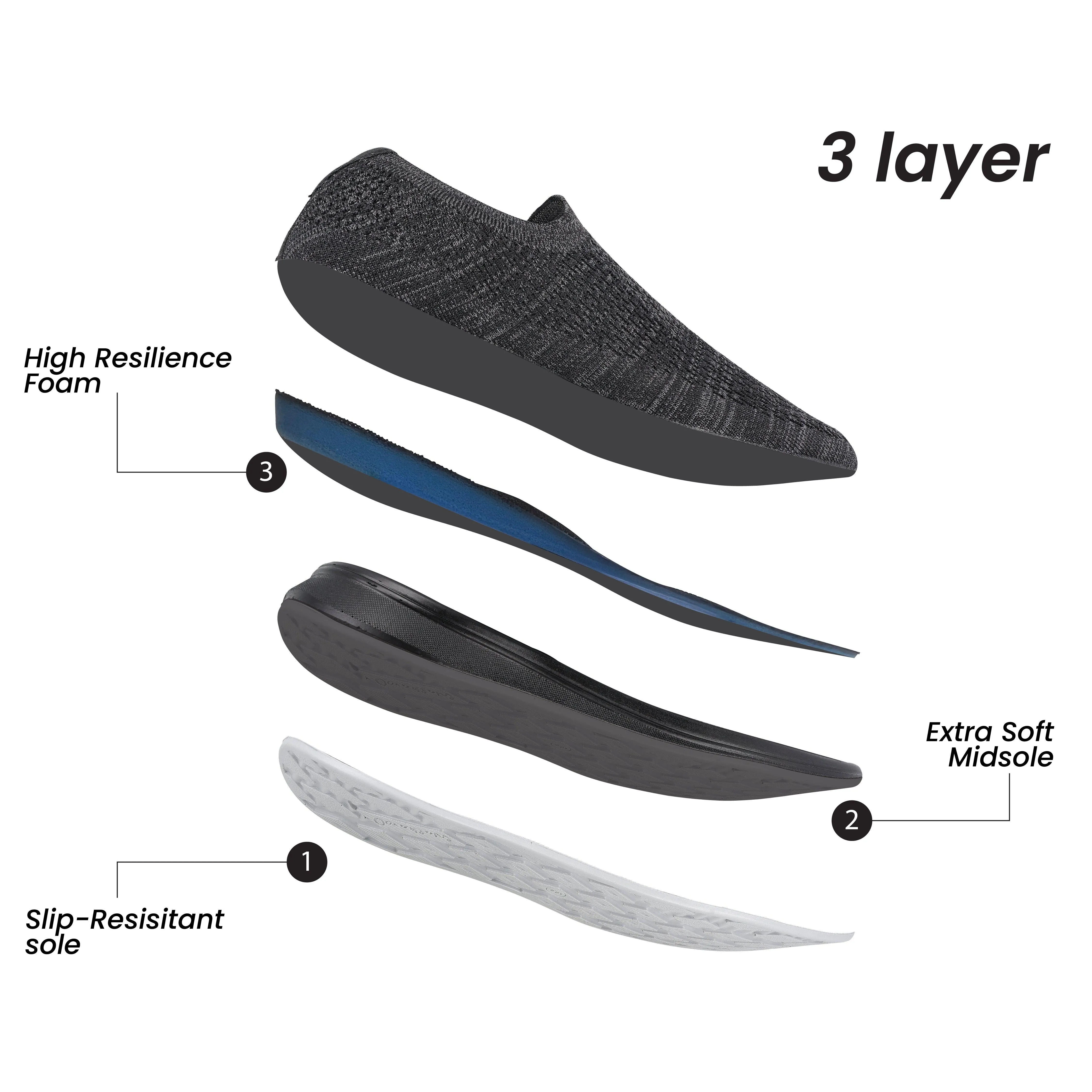 Men's Daily Wear - Walking Shoes - WS6094 Black Walk On Comfort Cloud Comfort