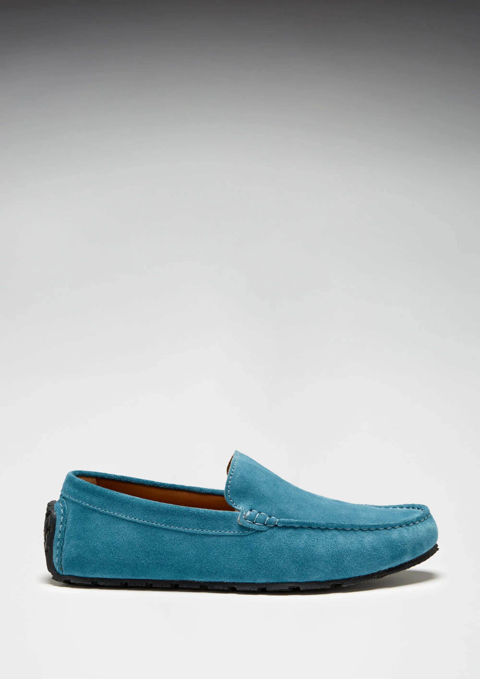 Toe Free Tyre Sole Driving Loafers, petrol blue suede