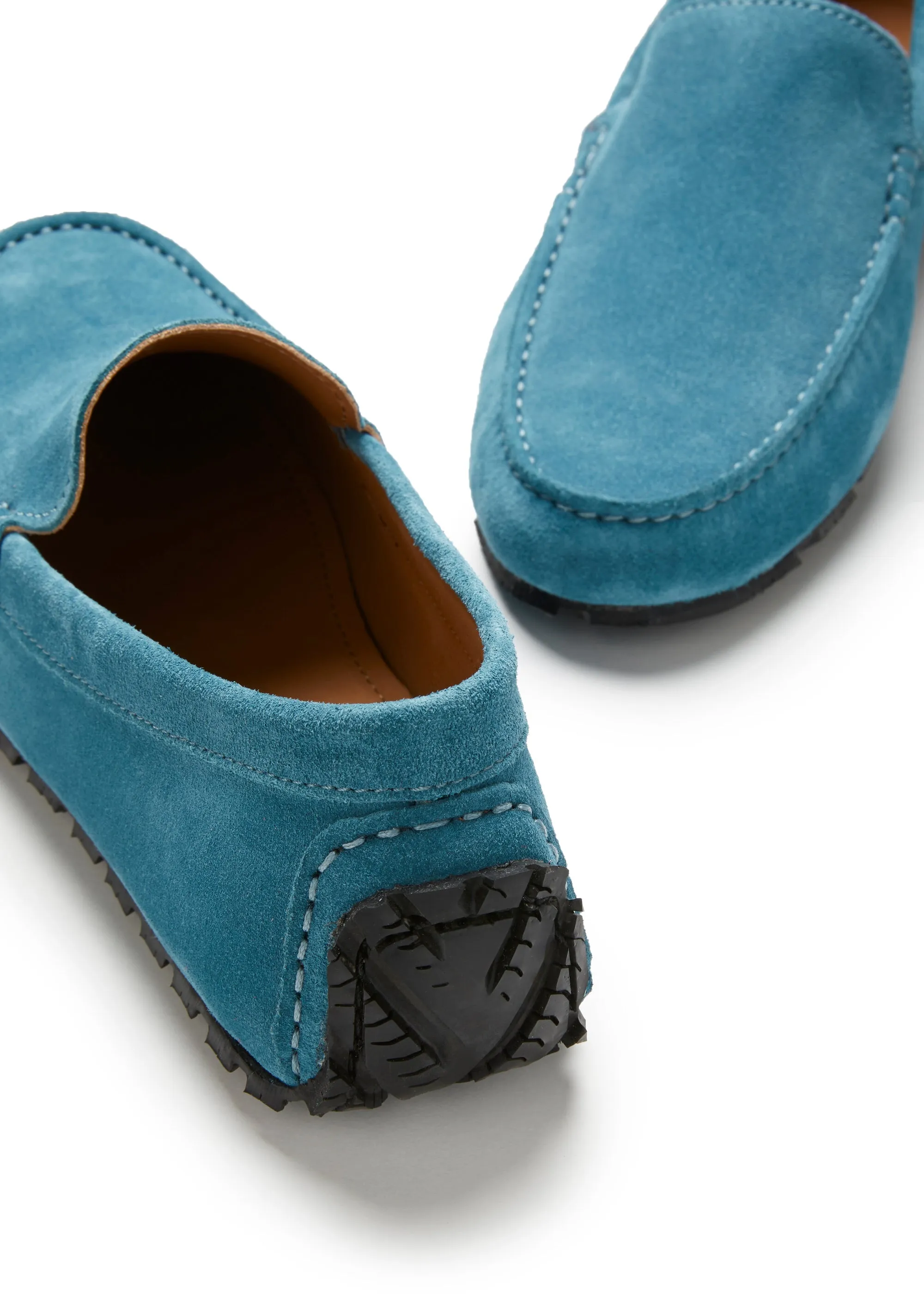 Fair Day Tyre Sole Driving Loafers, petrol blue suede